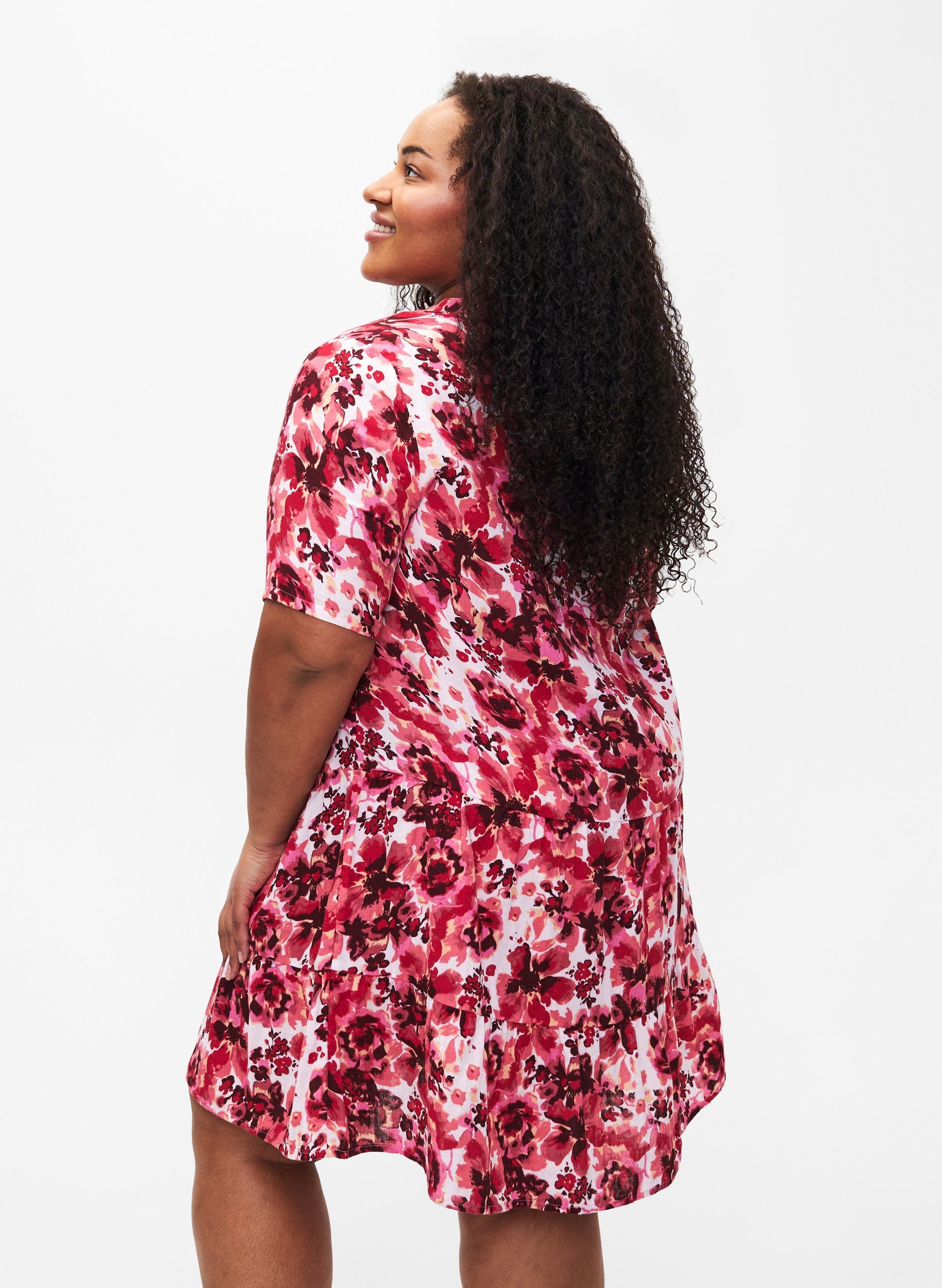 Zizzi Viva Floral Dress in Pink