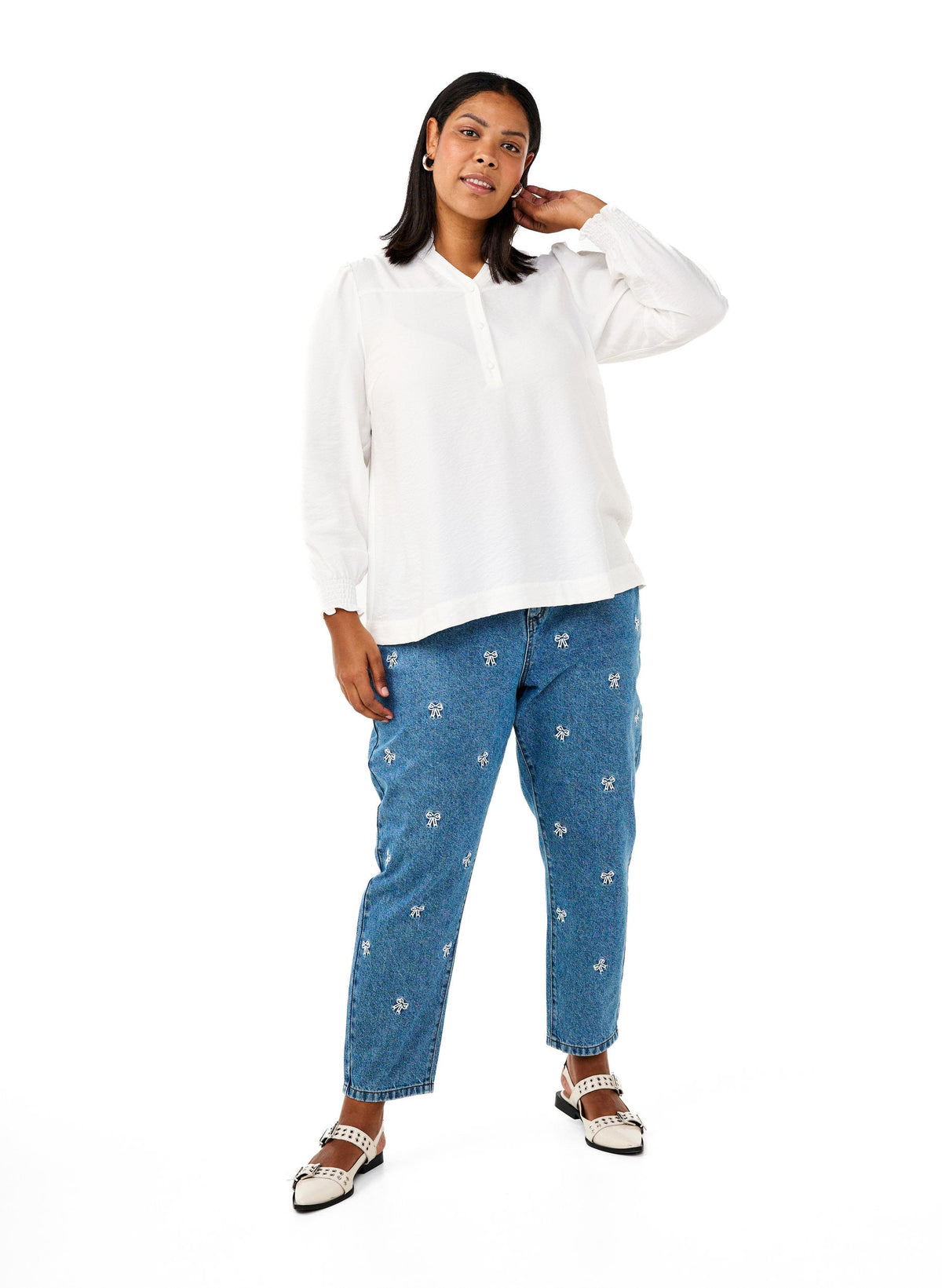 Zizzi Millie Bow Jeans in Blue