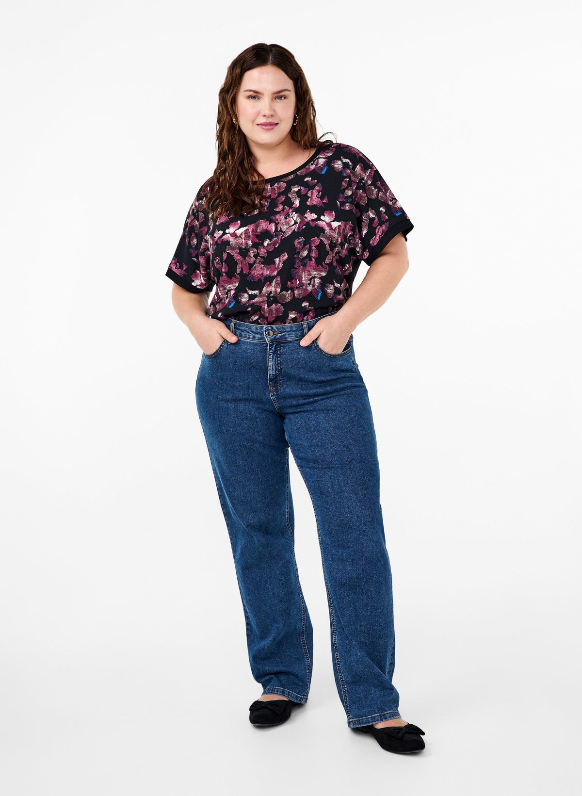 Zizzi Fikka Abstract Floral Top