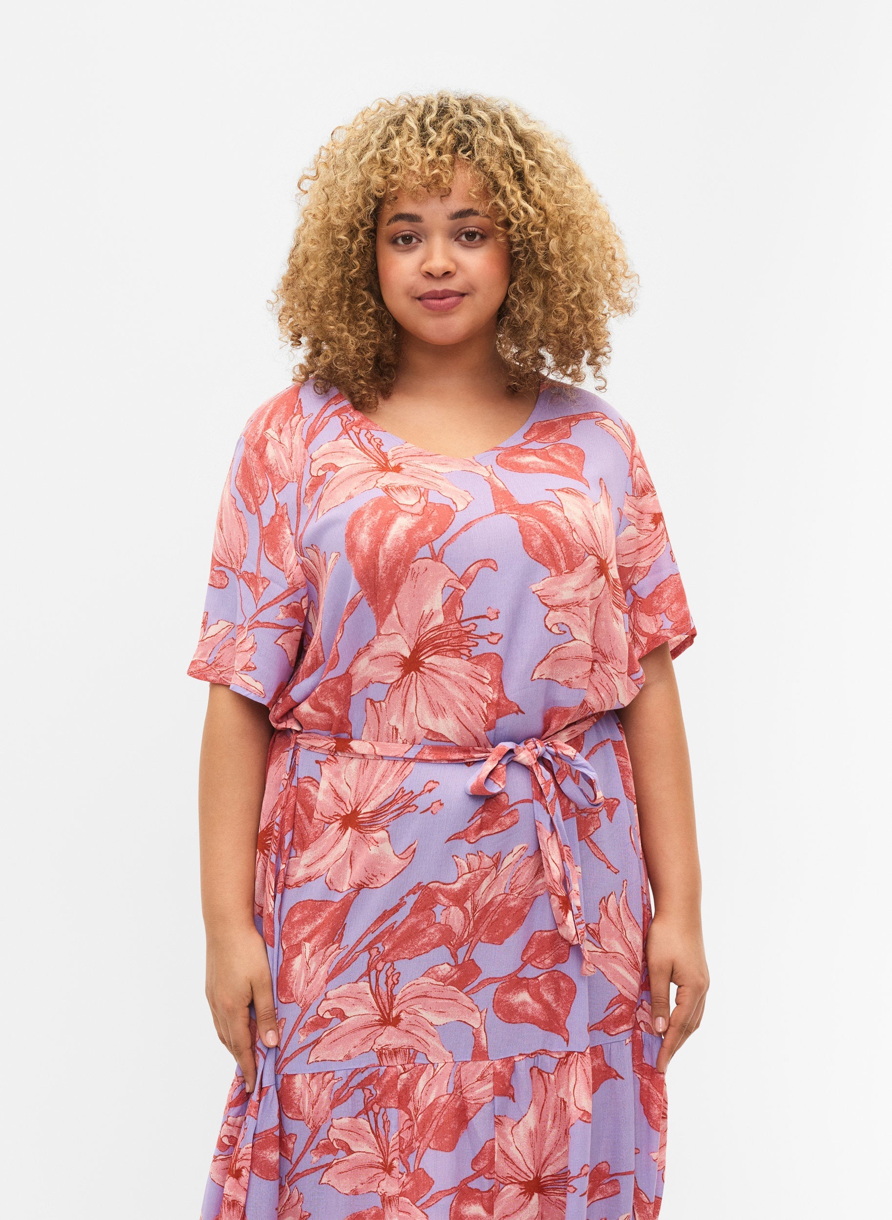 Zizzi Wisma Midi Dress in Lavender Floral