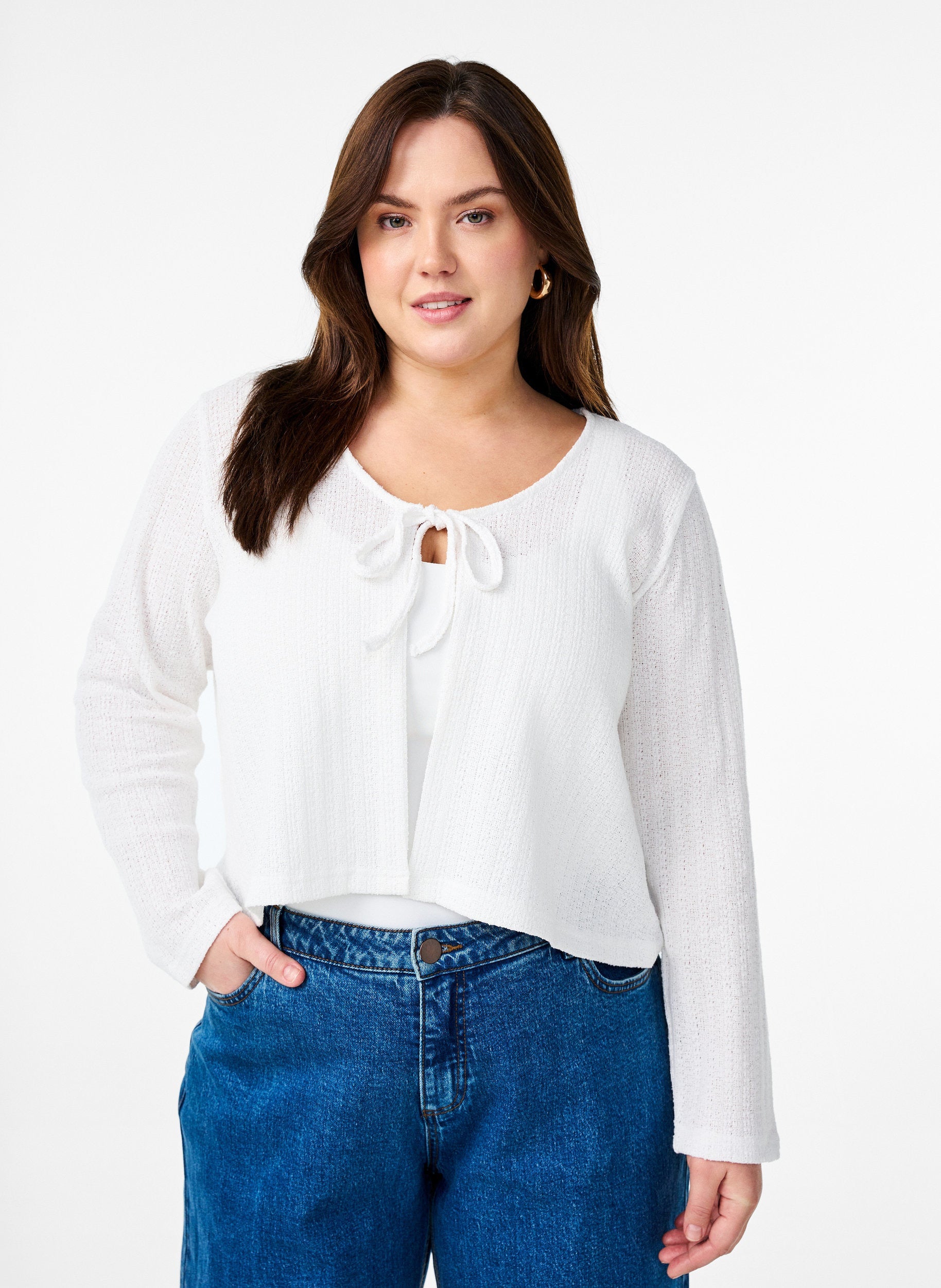 Zizzi Amirs Cardigan in White