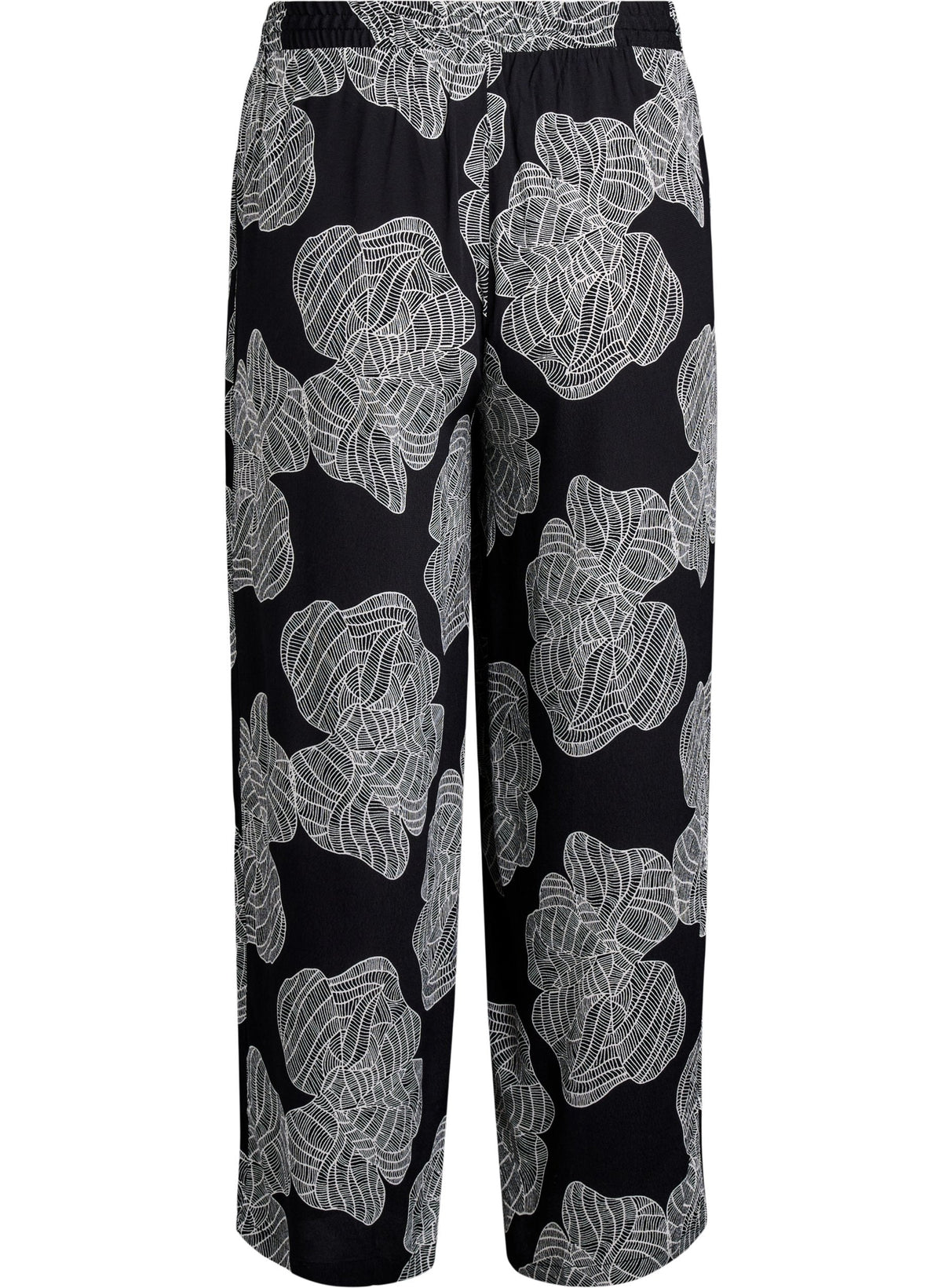 Zizzi Bella Trousers in Black Flower