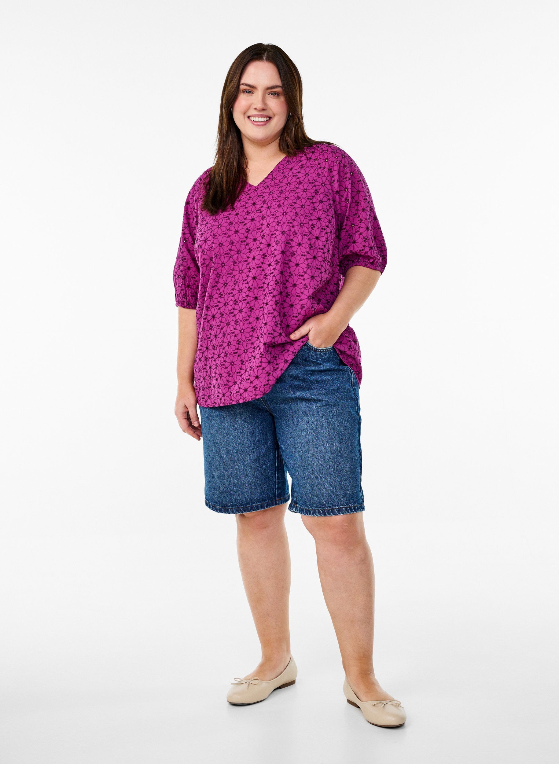 Zizzi Jenny Blouse in Magenta