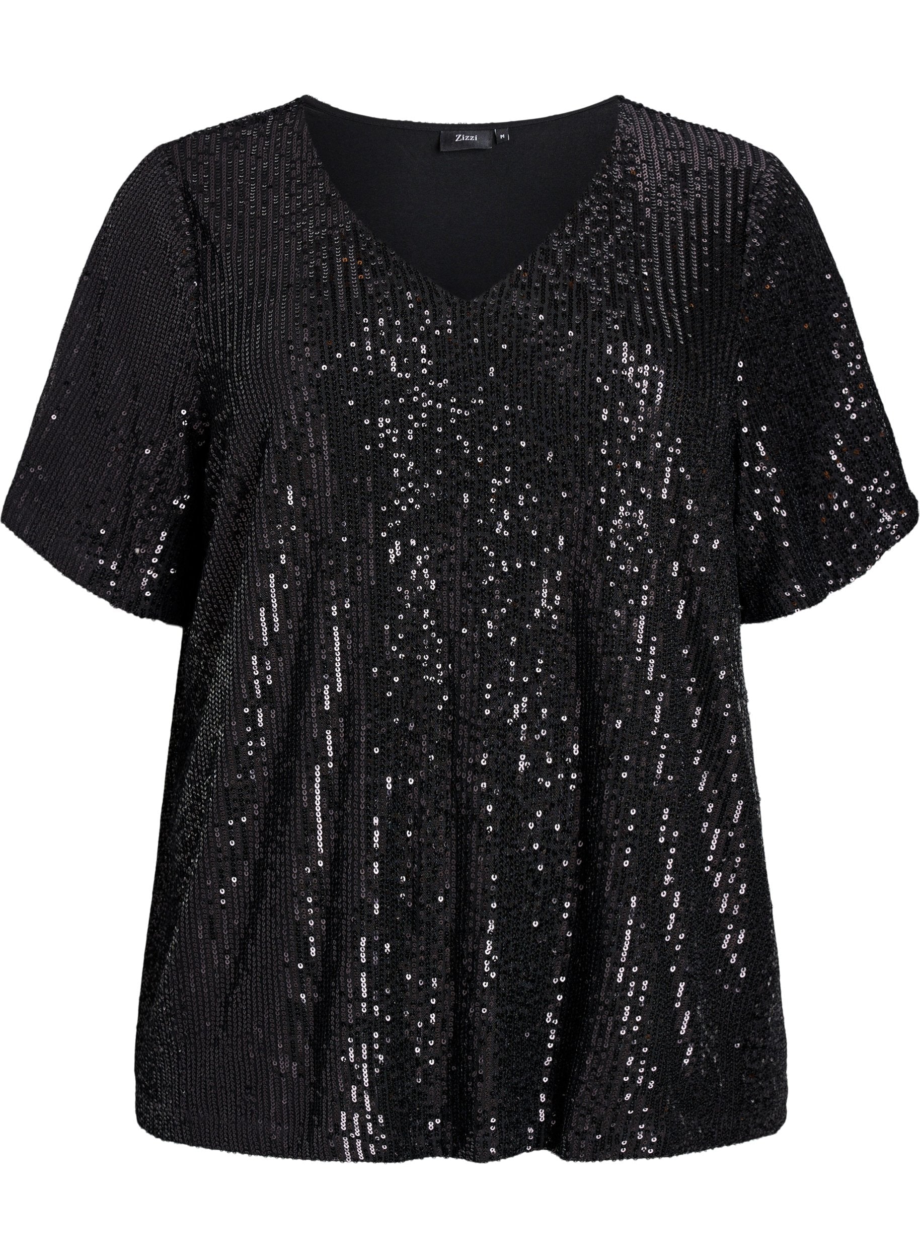 Zizzi Lina Sequin Blouse in Black