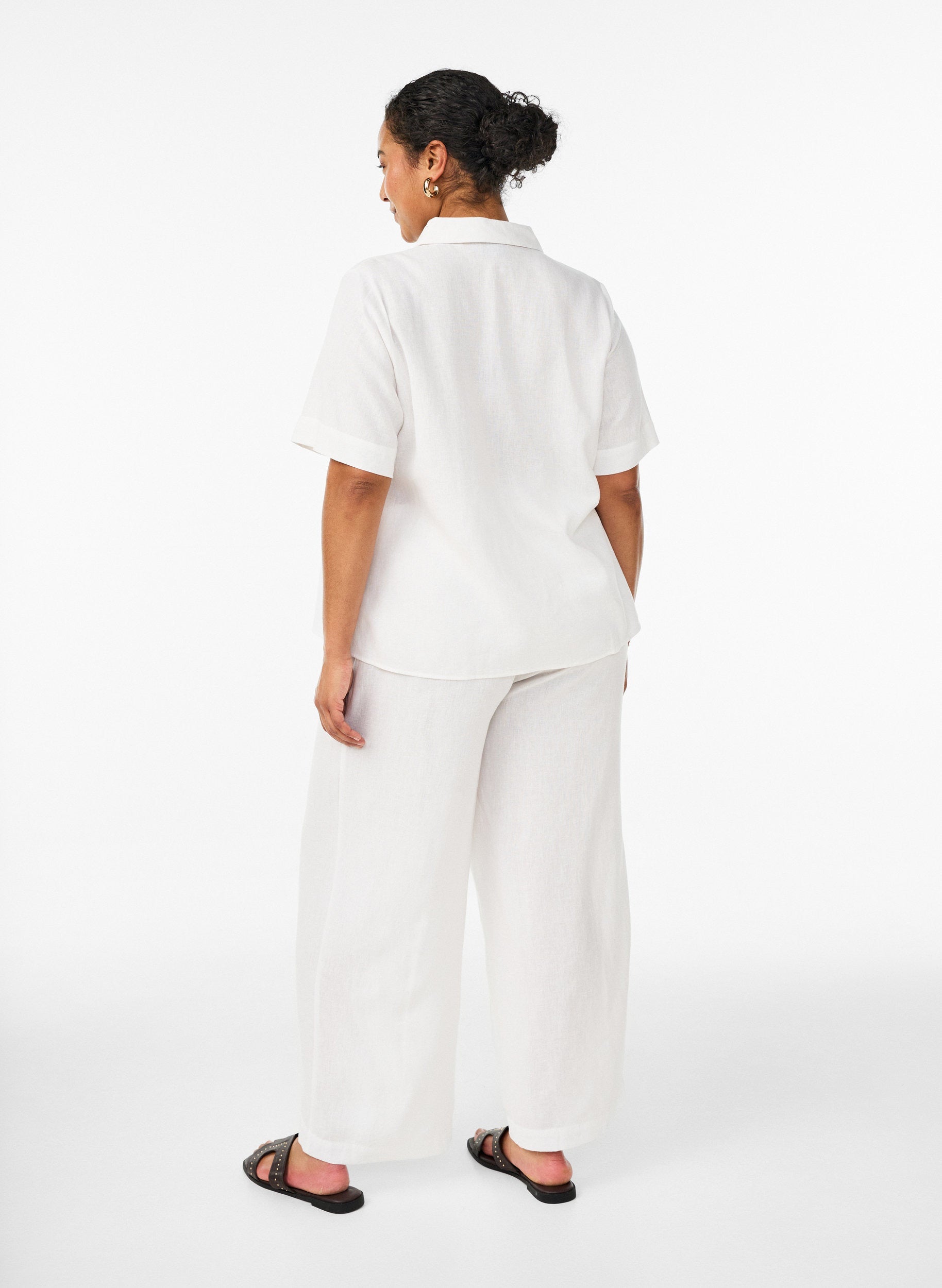 Zizzi Line Trousers in White