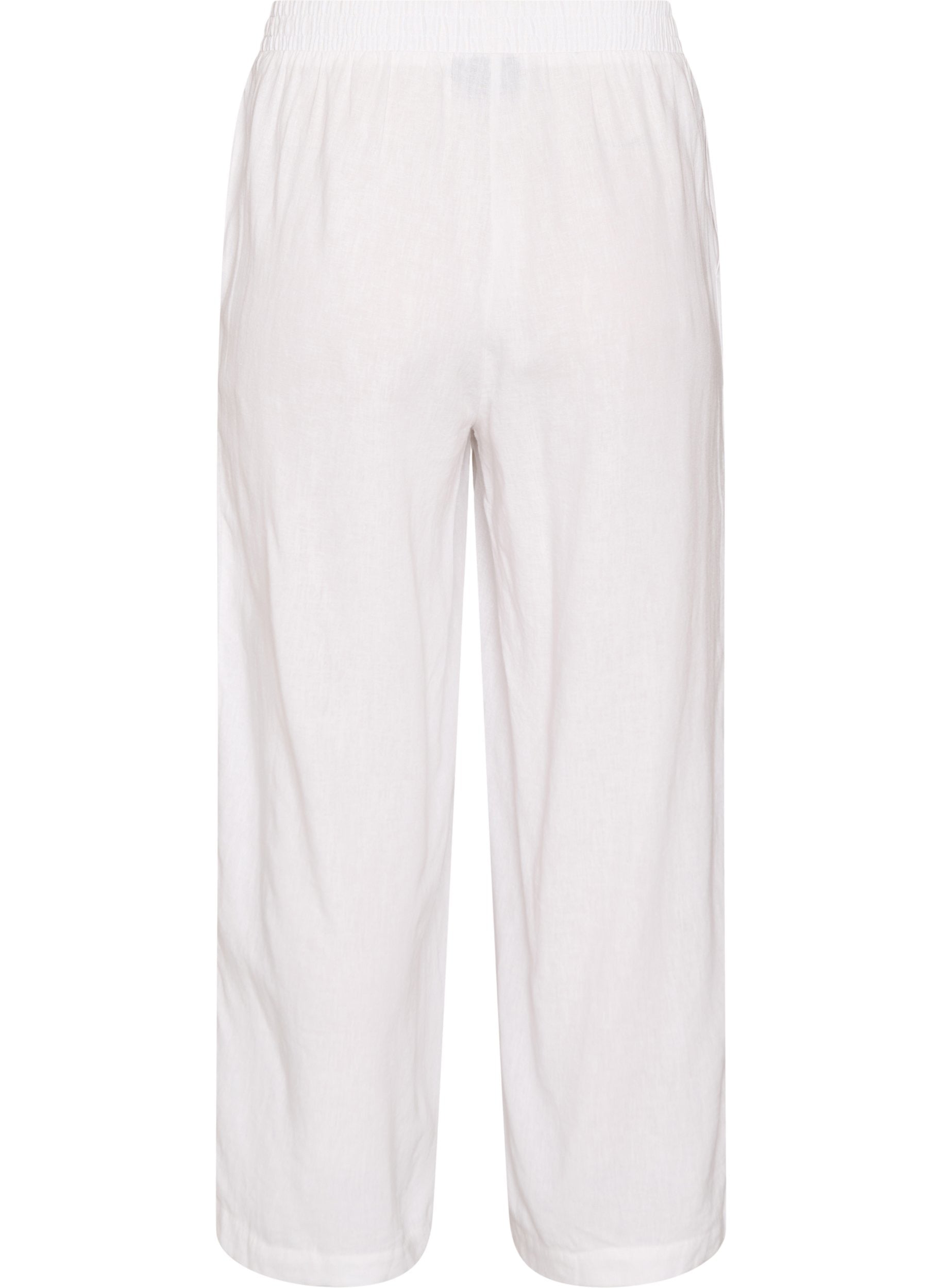 Zizzi Line Trousers in White