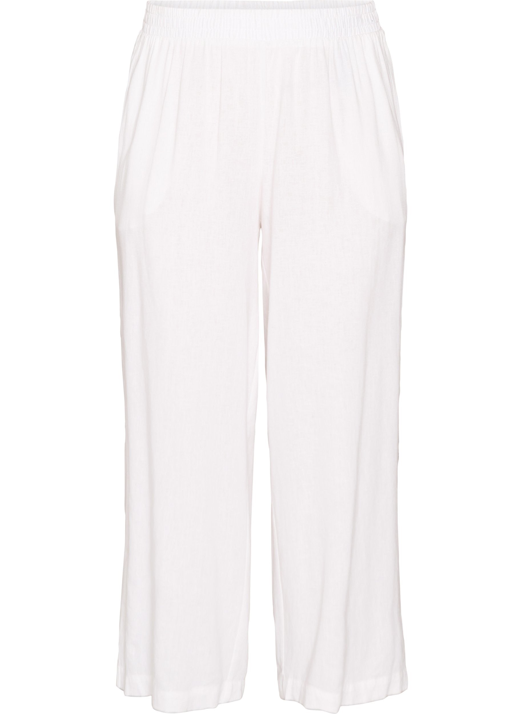 Zizzi Line Trousers in White