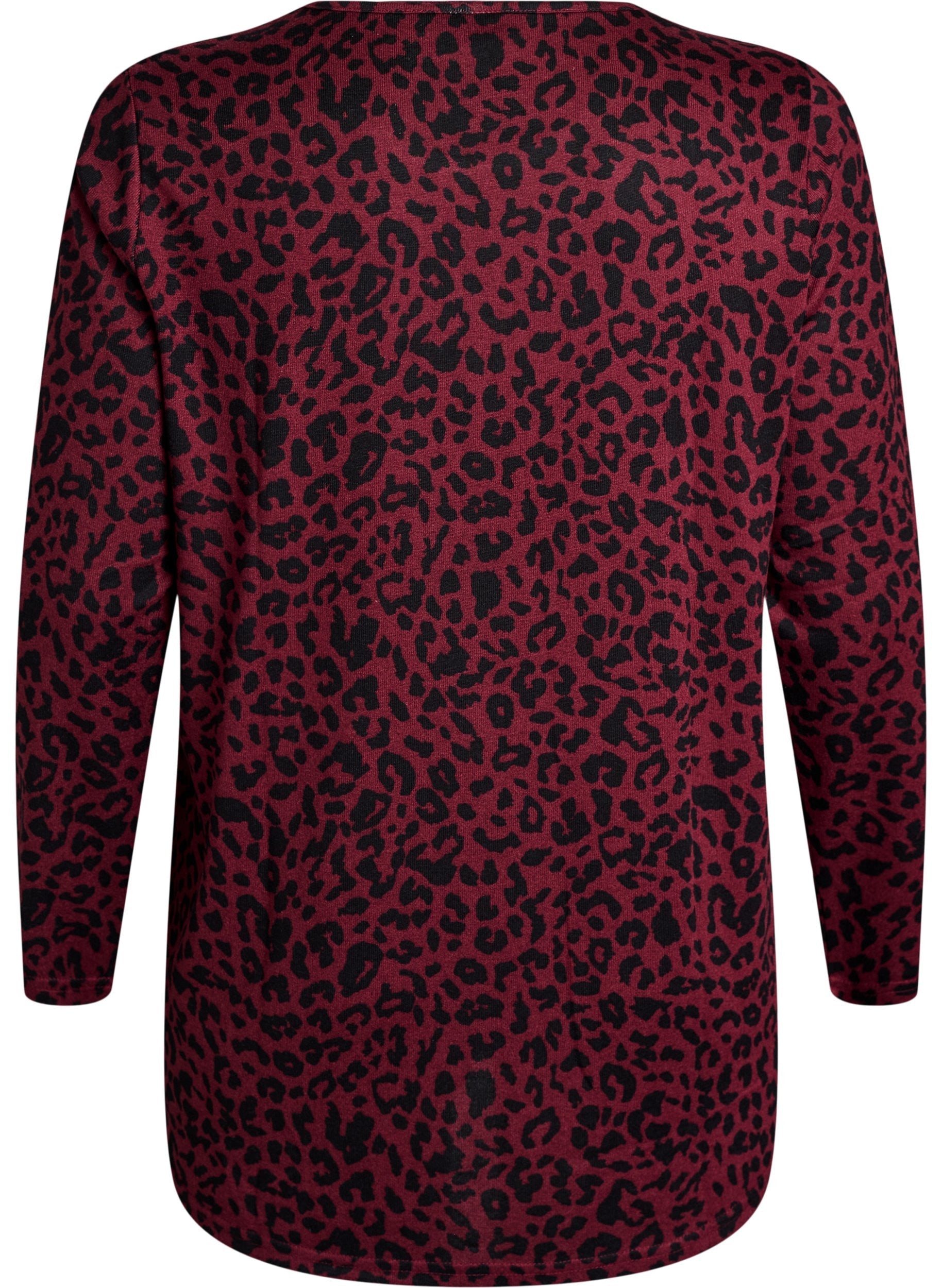 Zizzi Lucca Top in Wine Leopard