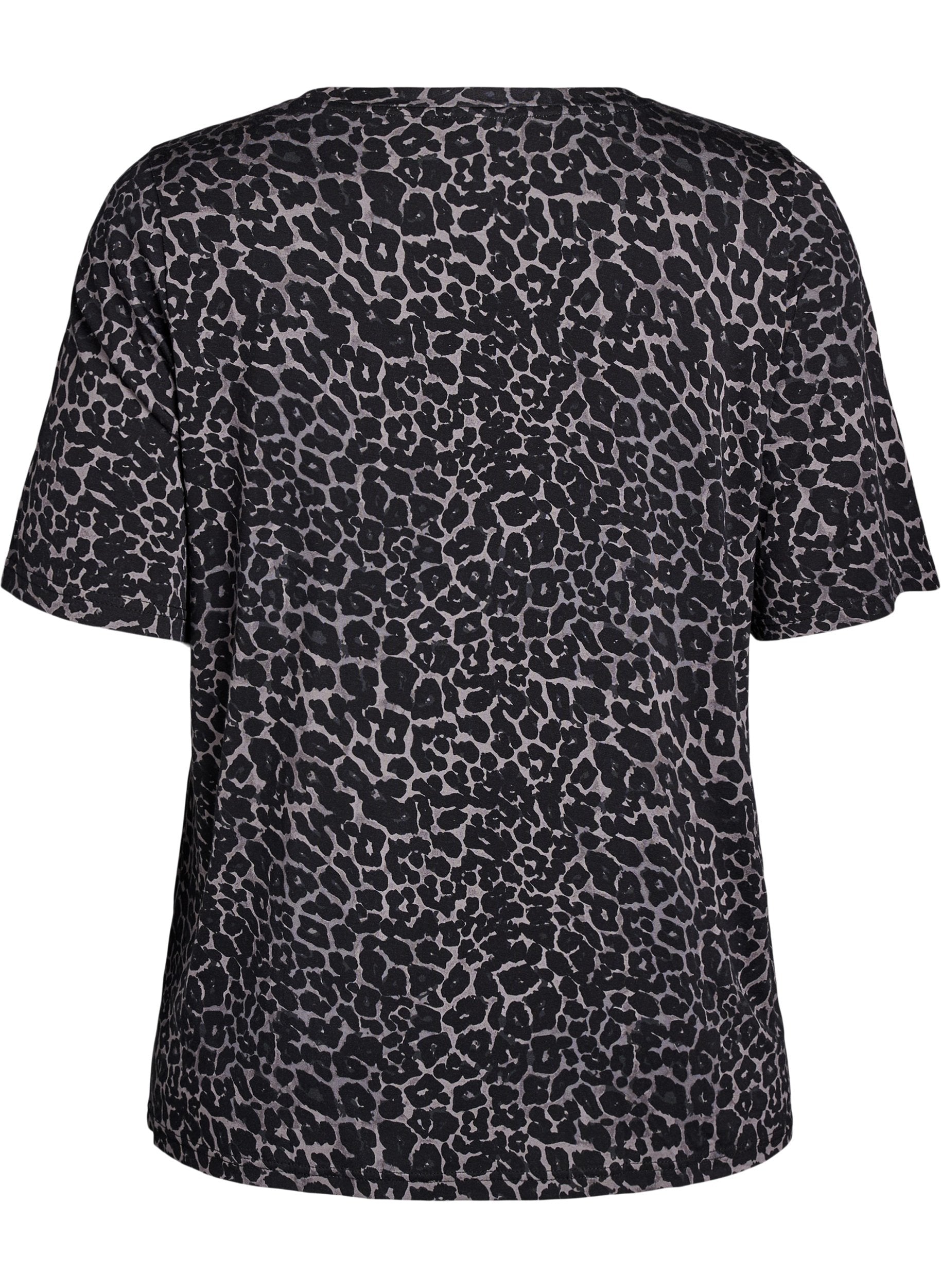 Zizzi Mandy T-Shirt in Grey Leopard