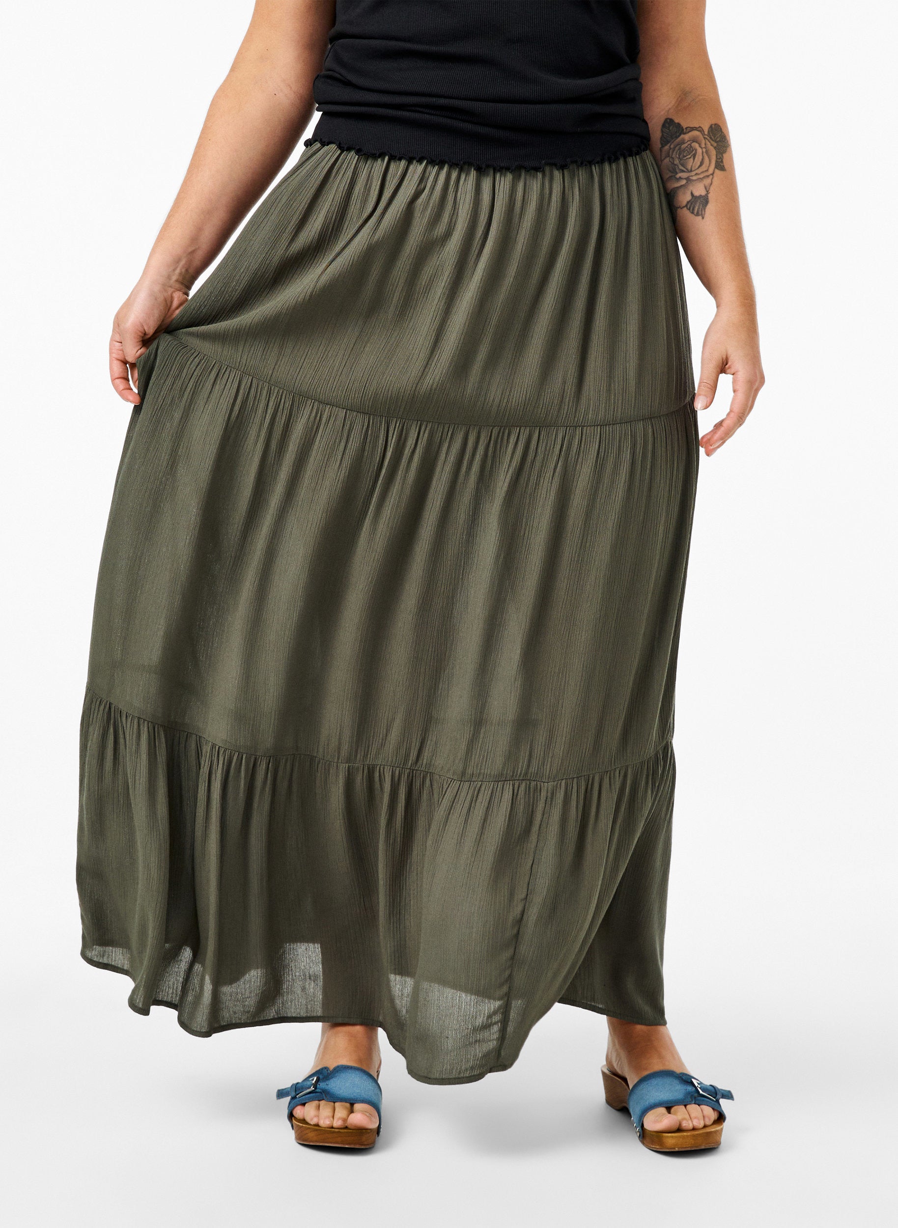 Zizzi Rose Skirt in Khaki