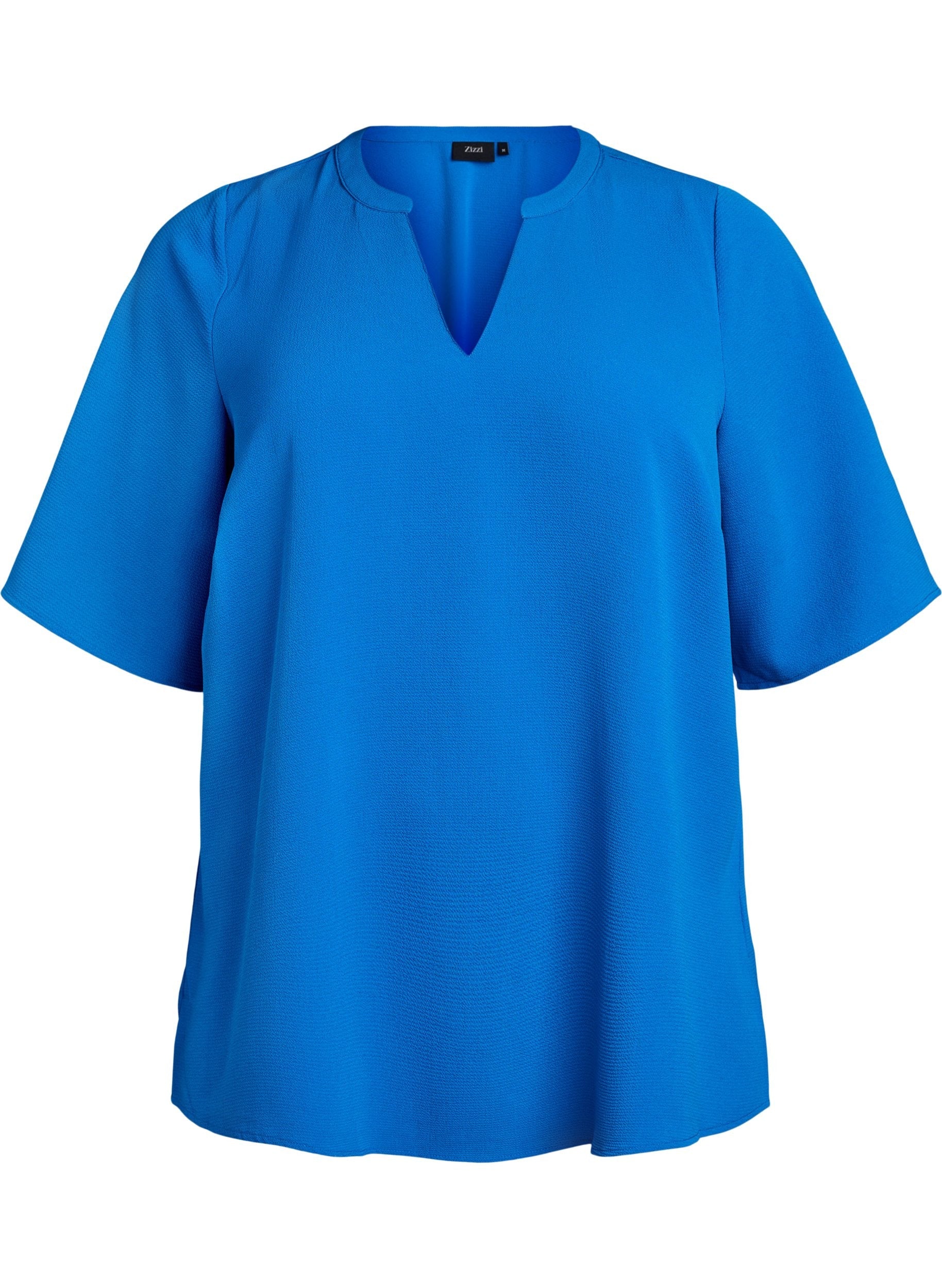 Zizzi V-Neck Anni Blouse in Blue