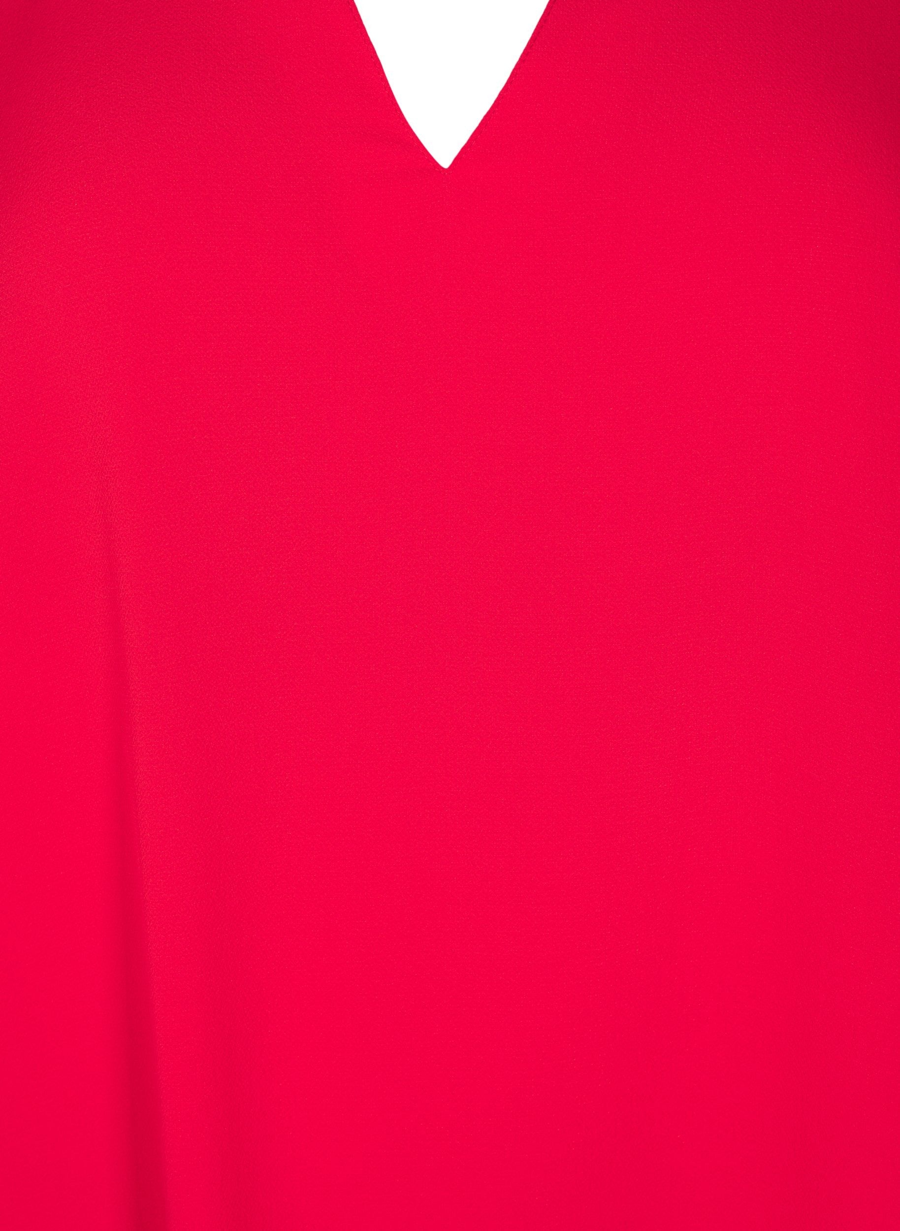 Zizzi V-Neck Anni Blouse in Red