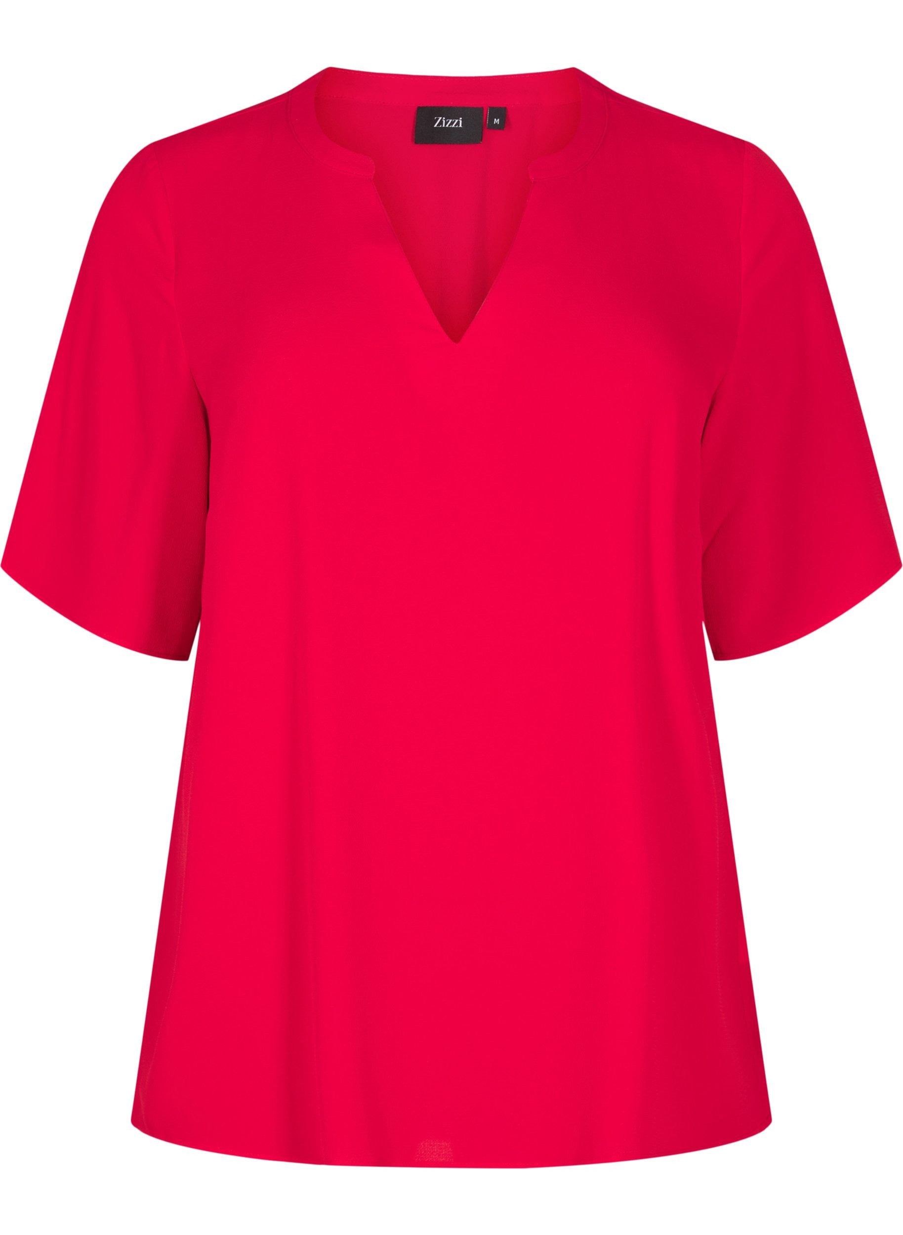 Zizzi V-Neck Anni Blouse in Red