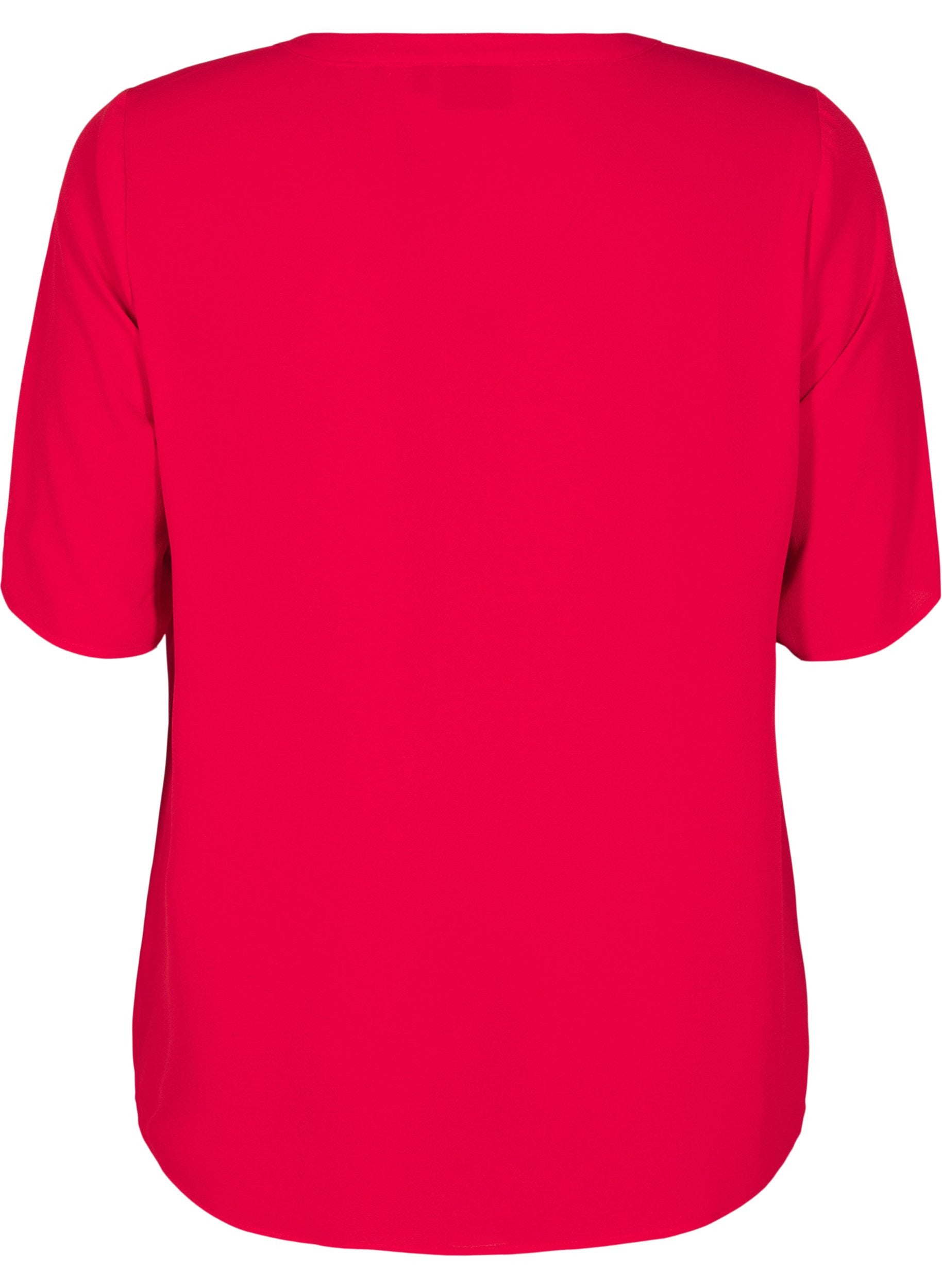 Zizzi V-Neck Anni Blouse in Red