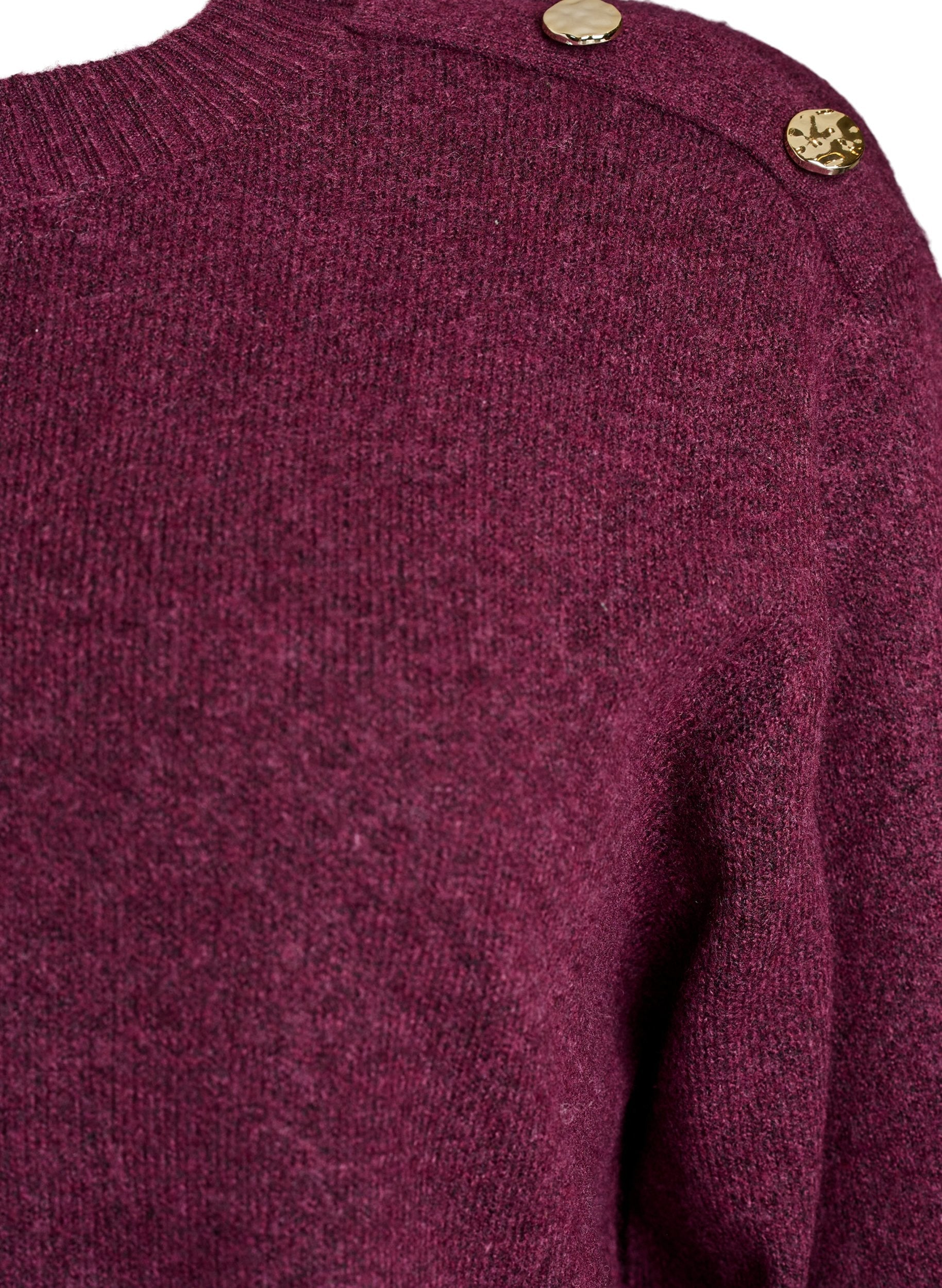 Zizzi Vista Button Shoulder Jumper in Wine