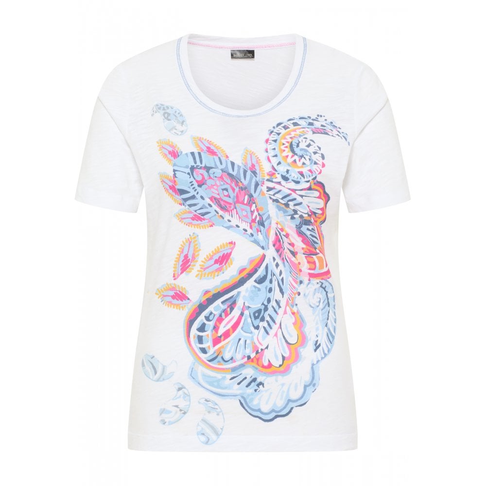 Barbara Lebek Blue Tee in Paisley Print