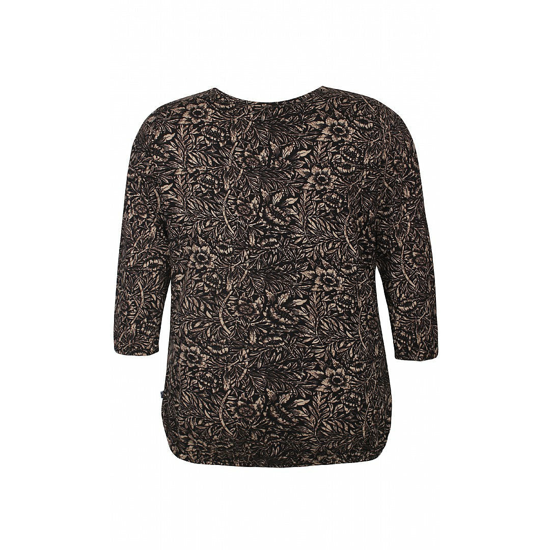 ZHENZI SYLVA TOP IN BROWN FLORAL - Wardrobe Plus