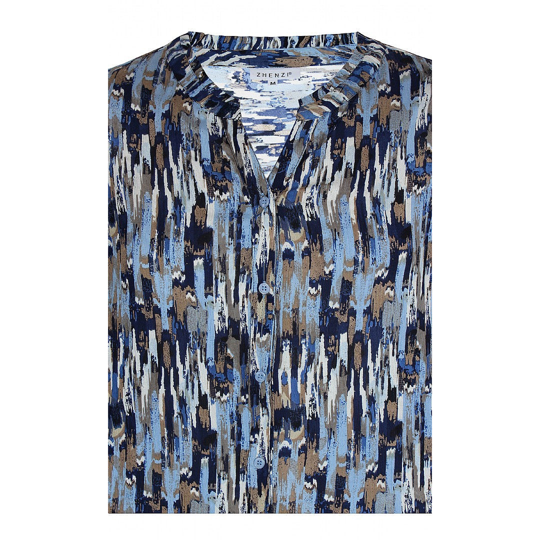 Zhenzi Tinley Blouse in Blue - Wardrobe Plus