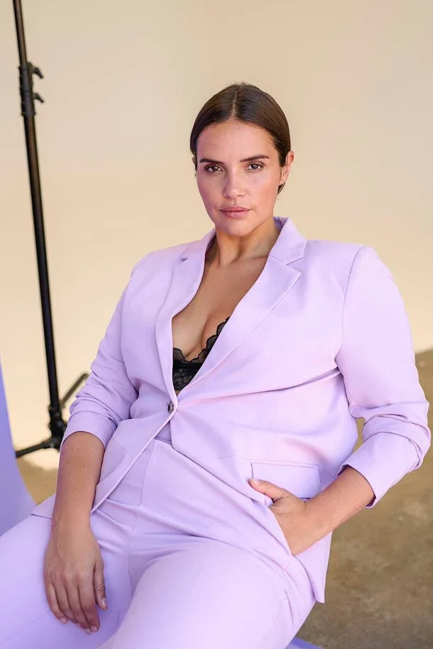 Kaffe Curve Sakira Blazer in Lilac - Wardrobe Plus