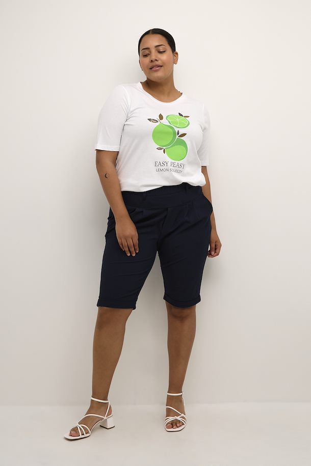 Kaffe Curve Sally Lime T-shirt in White