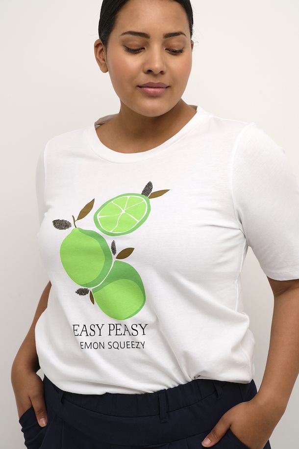 Kaffe Curve Sally Lime T-shirt in White