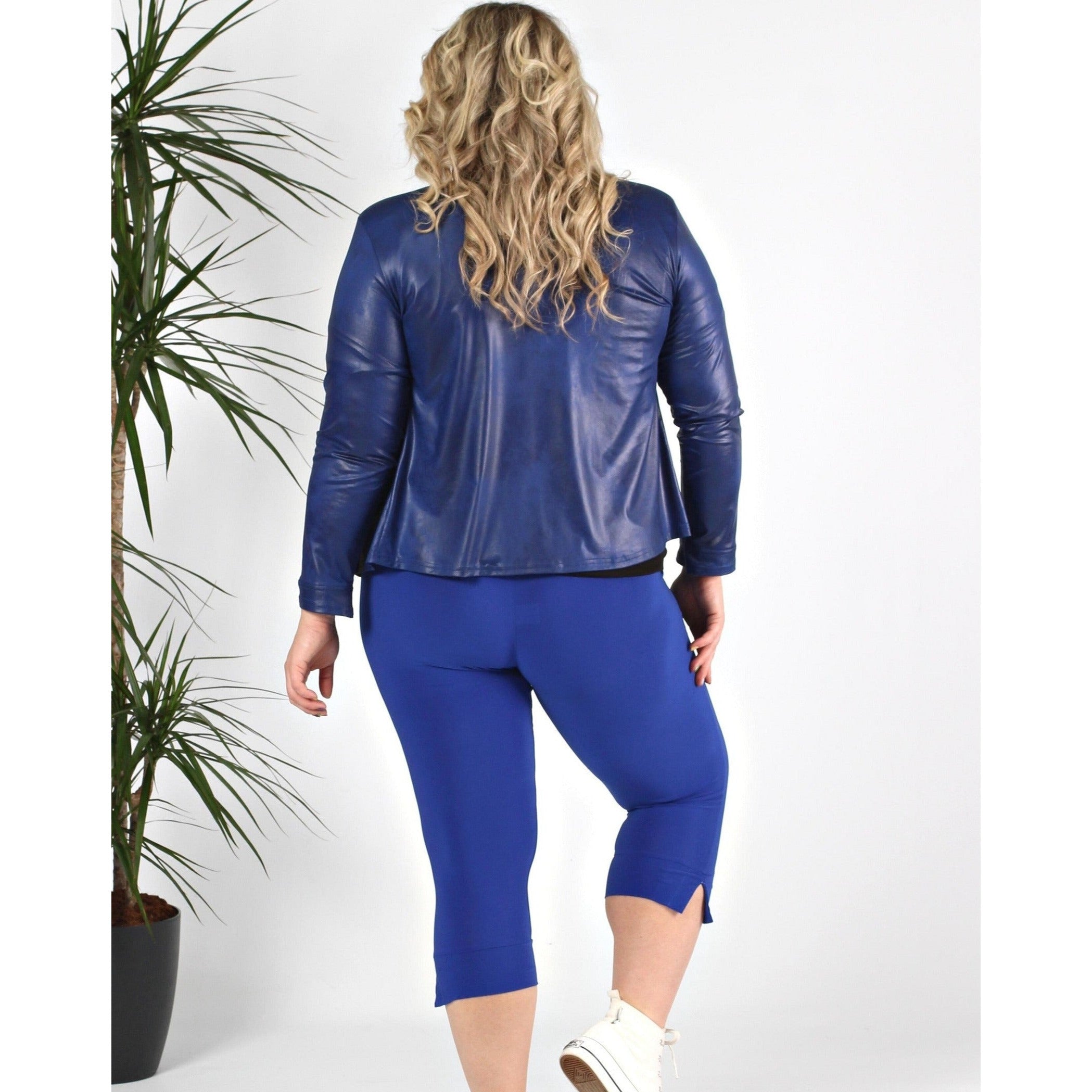 Magna Leather Look Jacket in Royal Blue - Wardrobe Plus