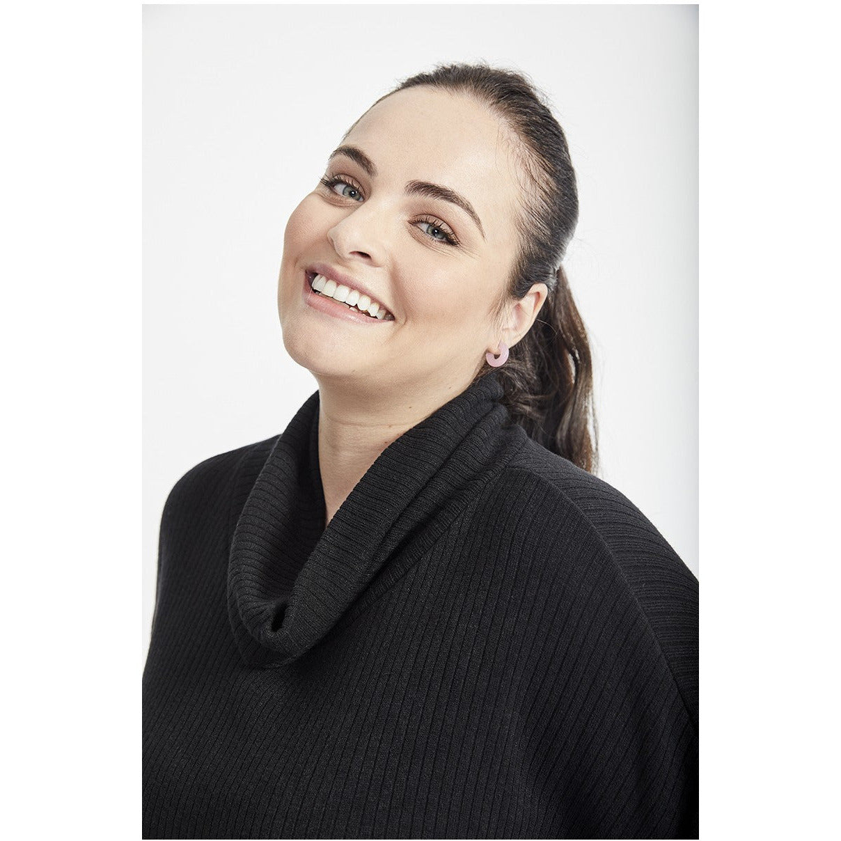 SPG Ribbed Poncho in Black - Wardrobe Plus