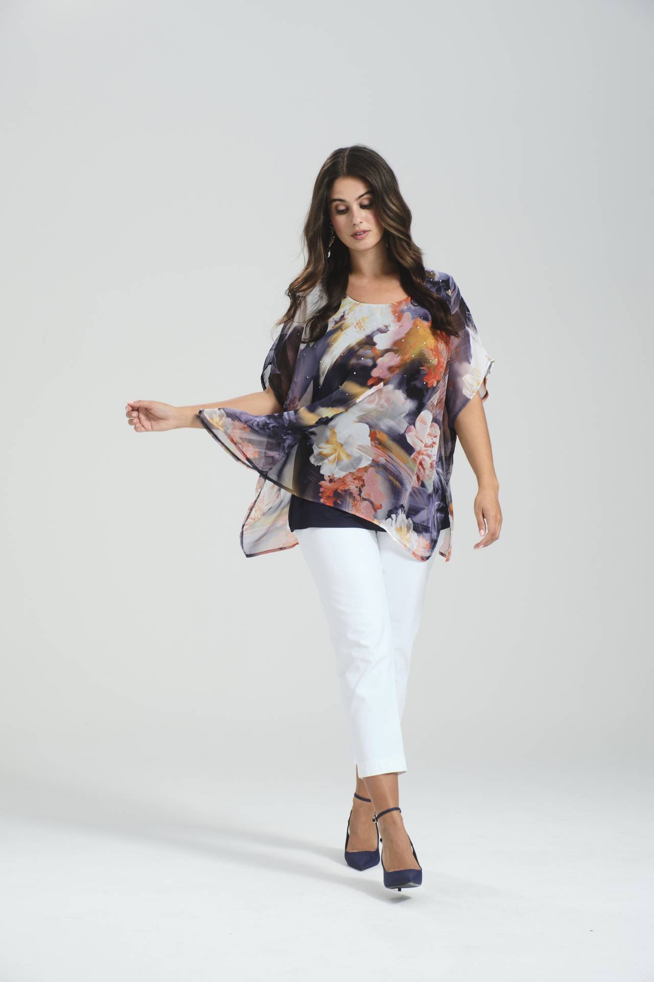 Ulla Popken Floral and Diamante Top