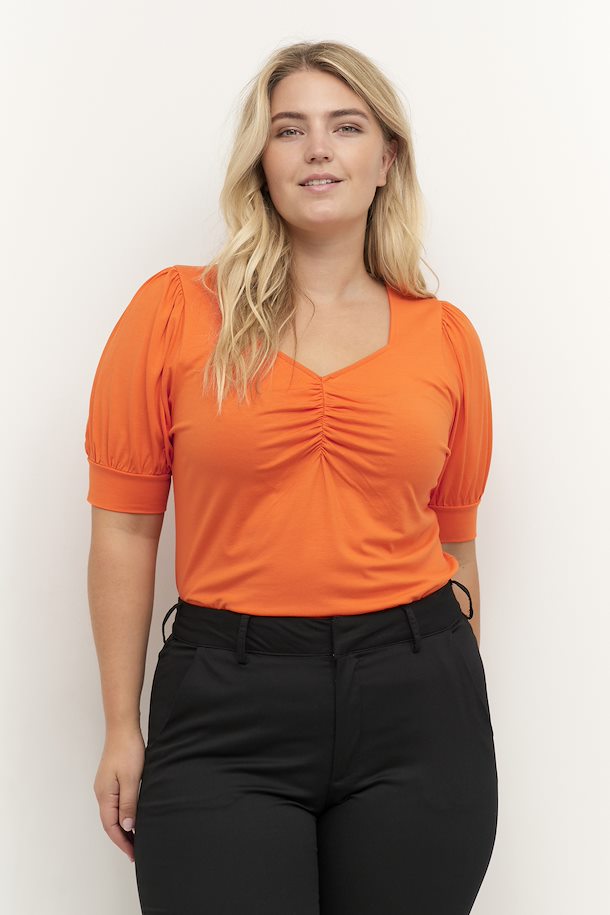 Kaffe Curve Sissy Blouse in Orange - Wardrobe Plus