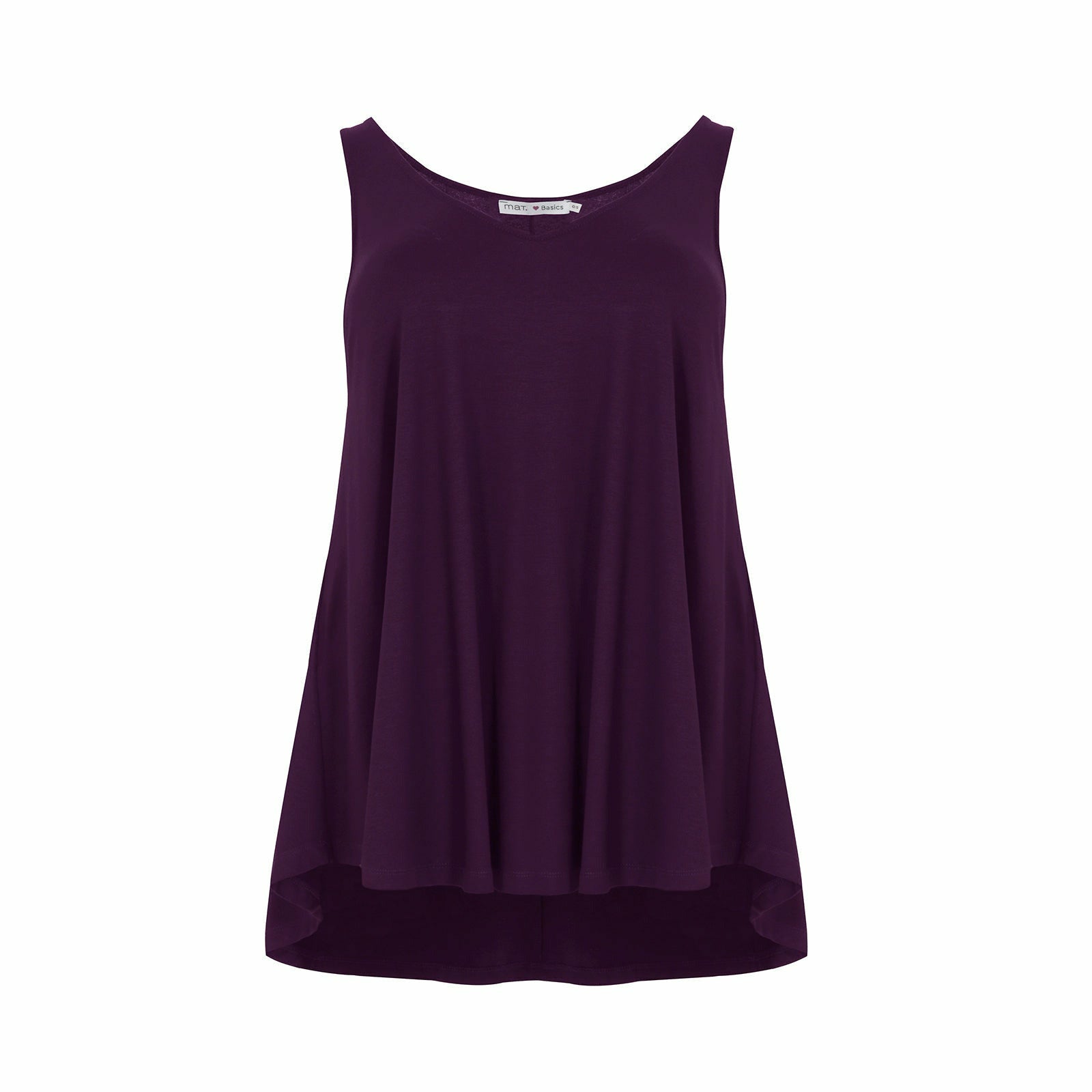 Mat Curve Hem Vest Top in Purple - Wardrobe Plus
