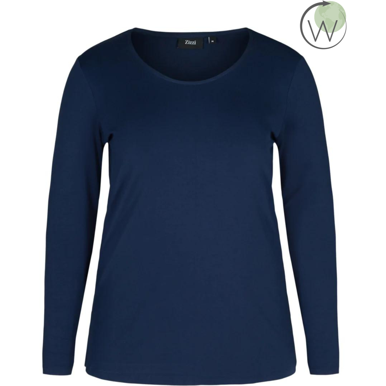 Zizzi Long Sleeve Top in Navy - Wardrobe Plus