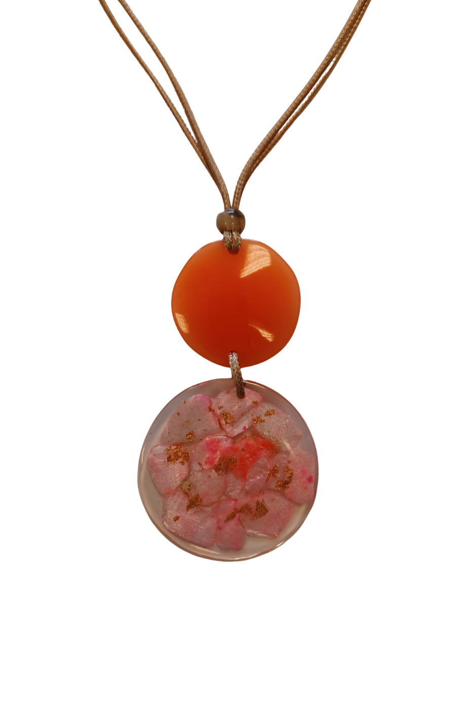 Ora Mottled Disc Necklace in Pink
