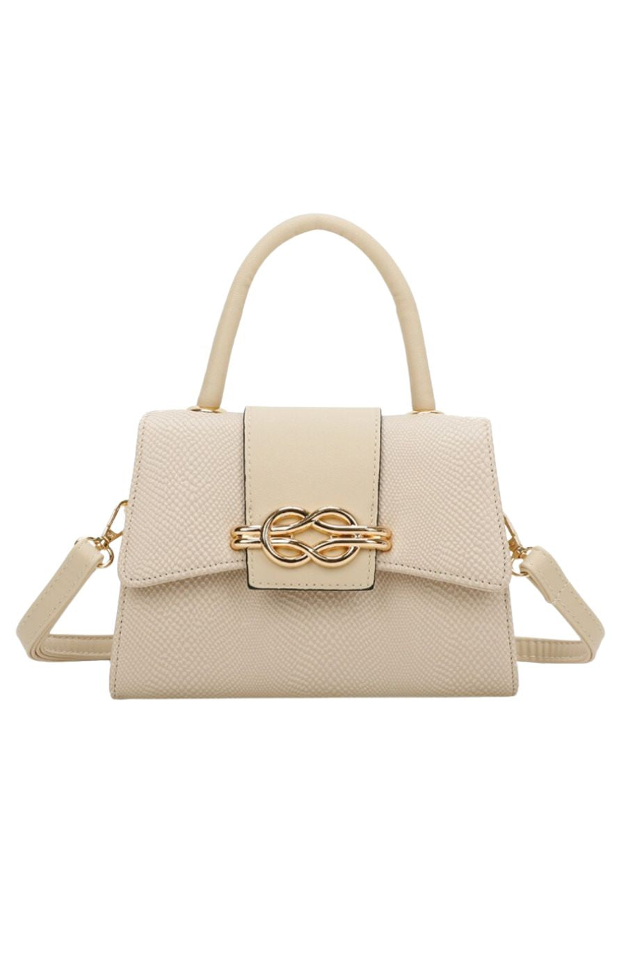 Camilla Beige Gold Clasp Handbag