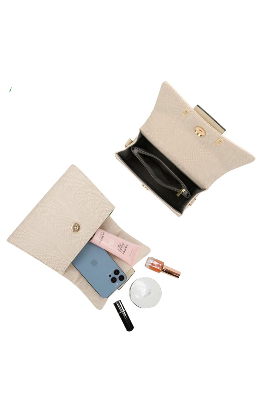 Camilla Beige Gold Clasp Handbag