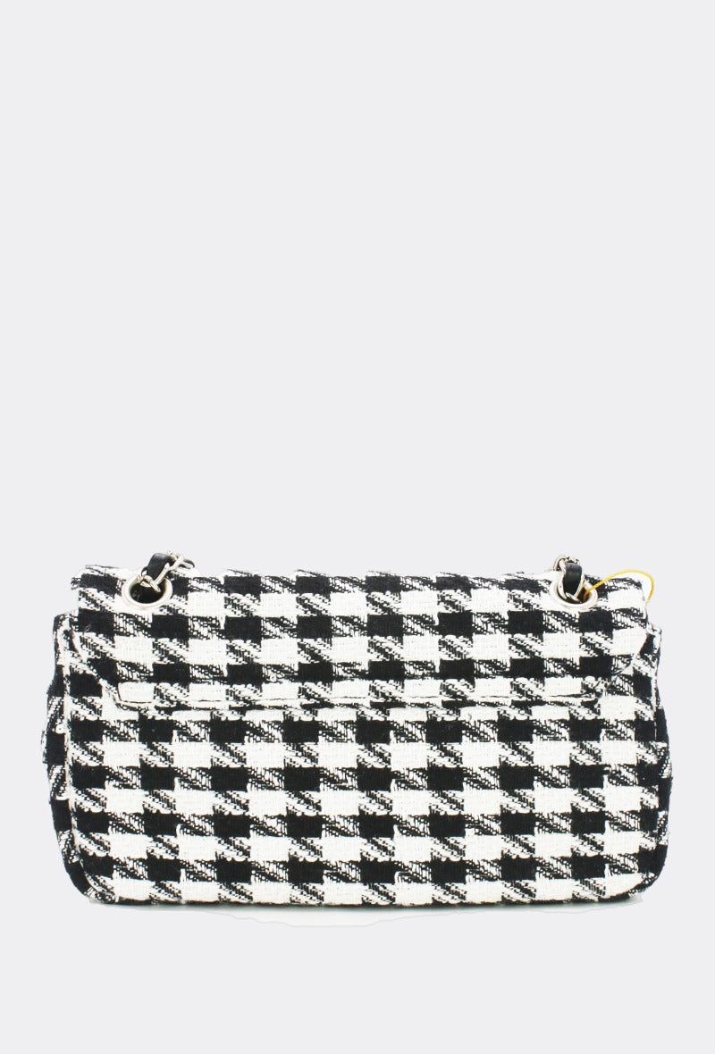 Black and White Houndstooth Handbag - Wardrobe Plus