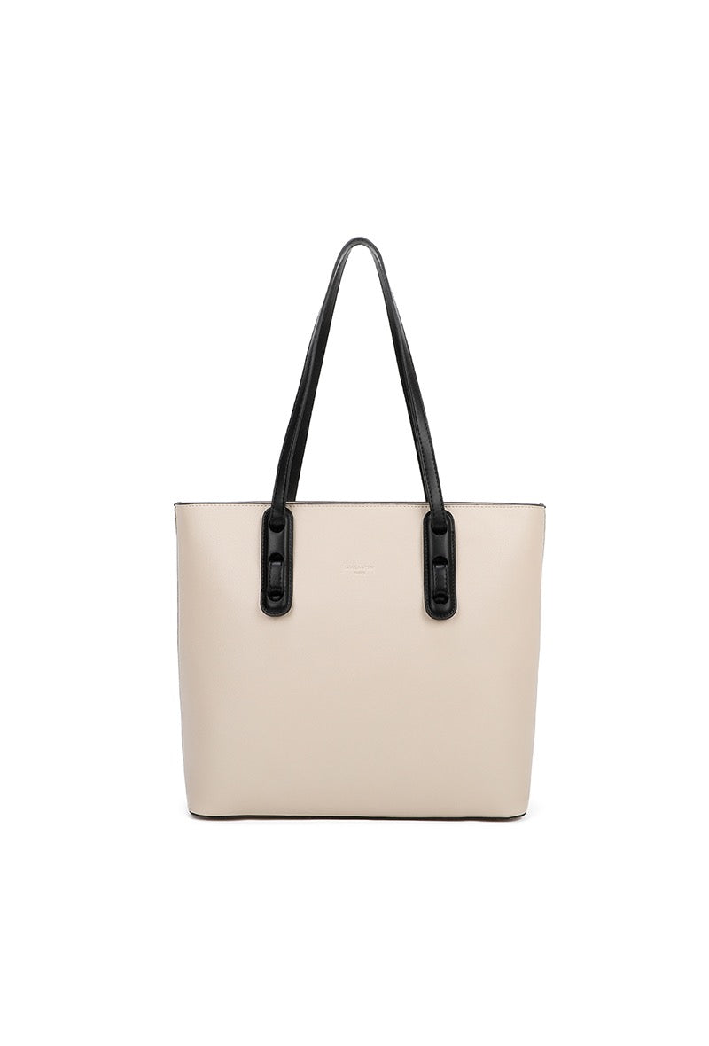 Black and Cream Tote Handbag - Wardrobe Plus