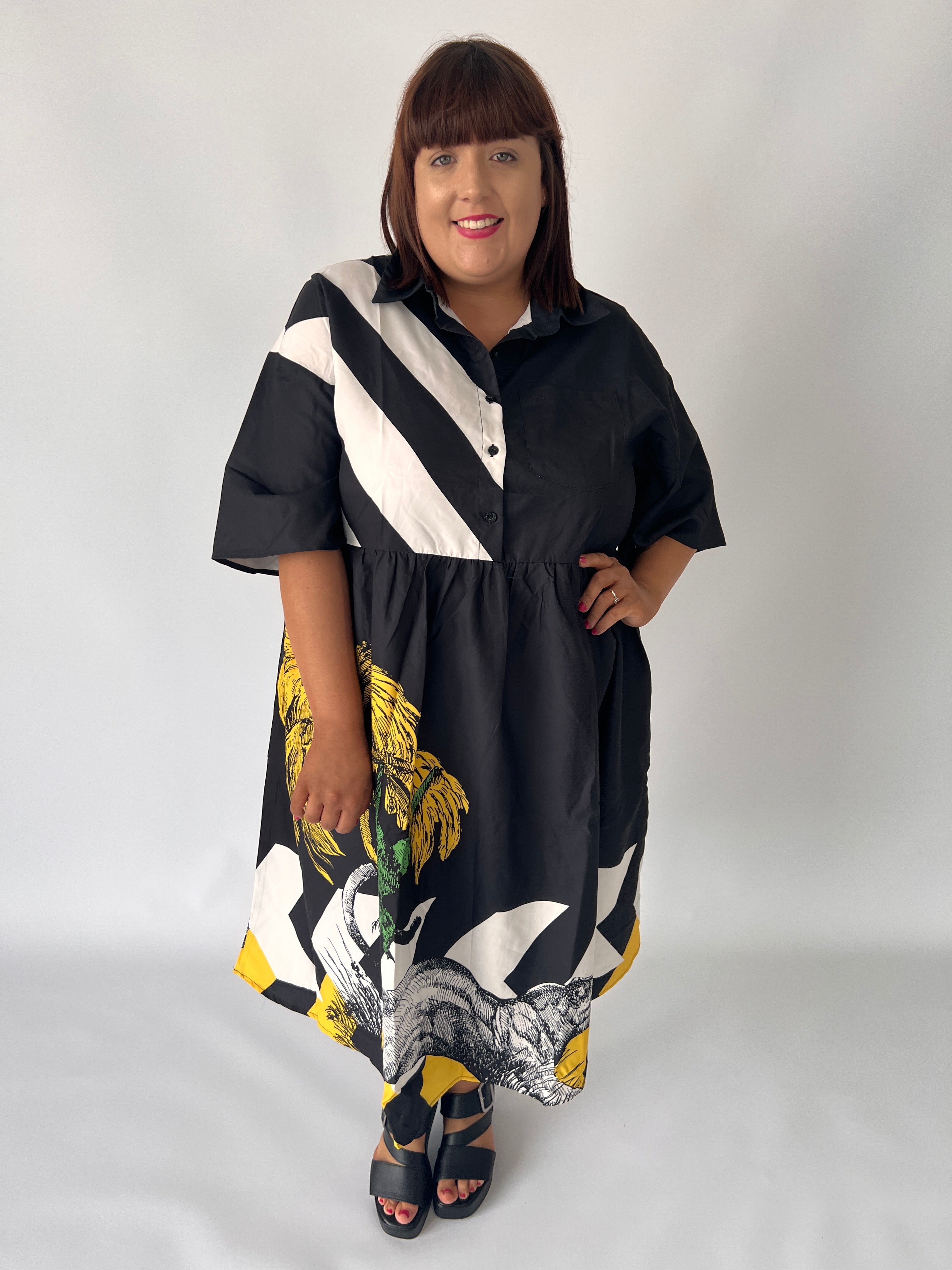 Nala Printed Dress in Black