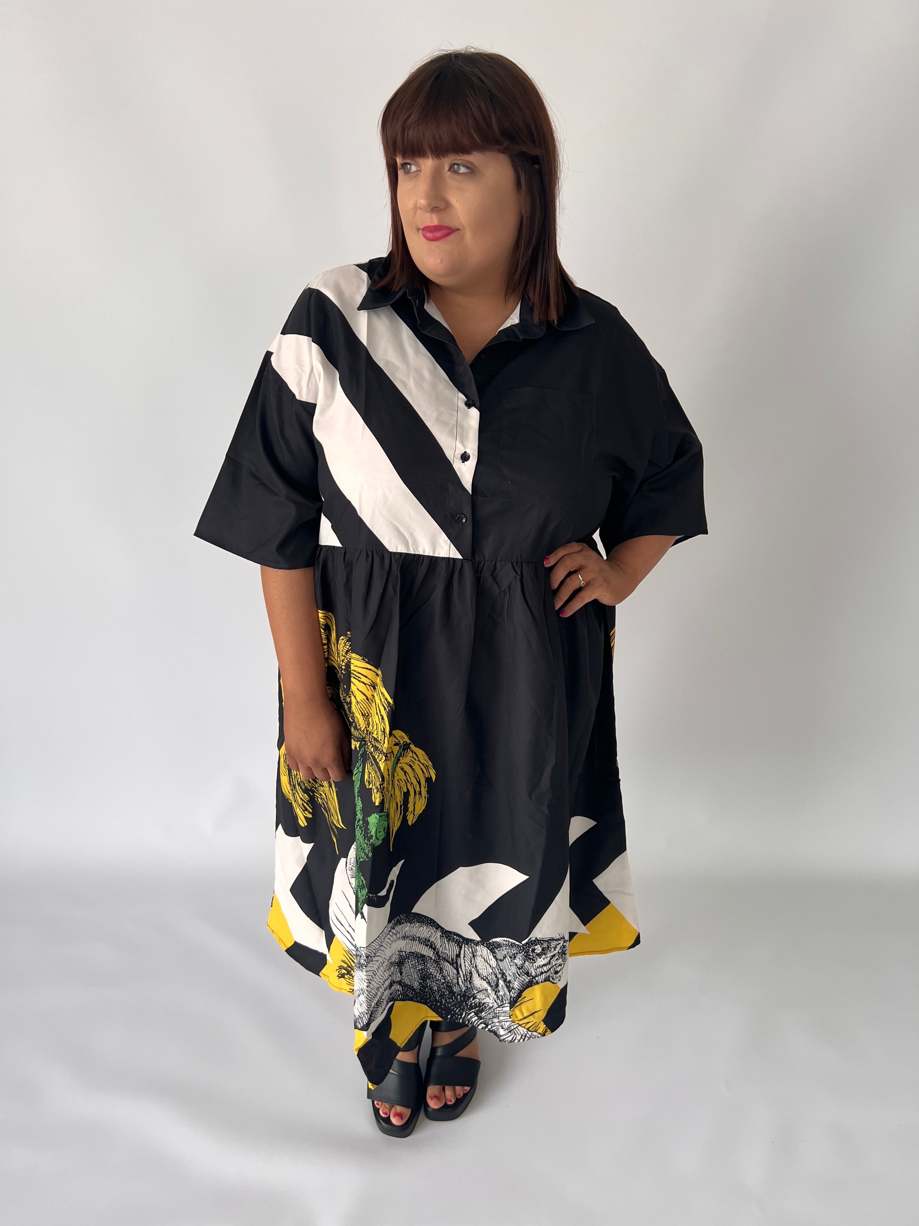 Nala Printed Dress in Black