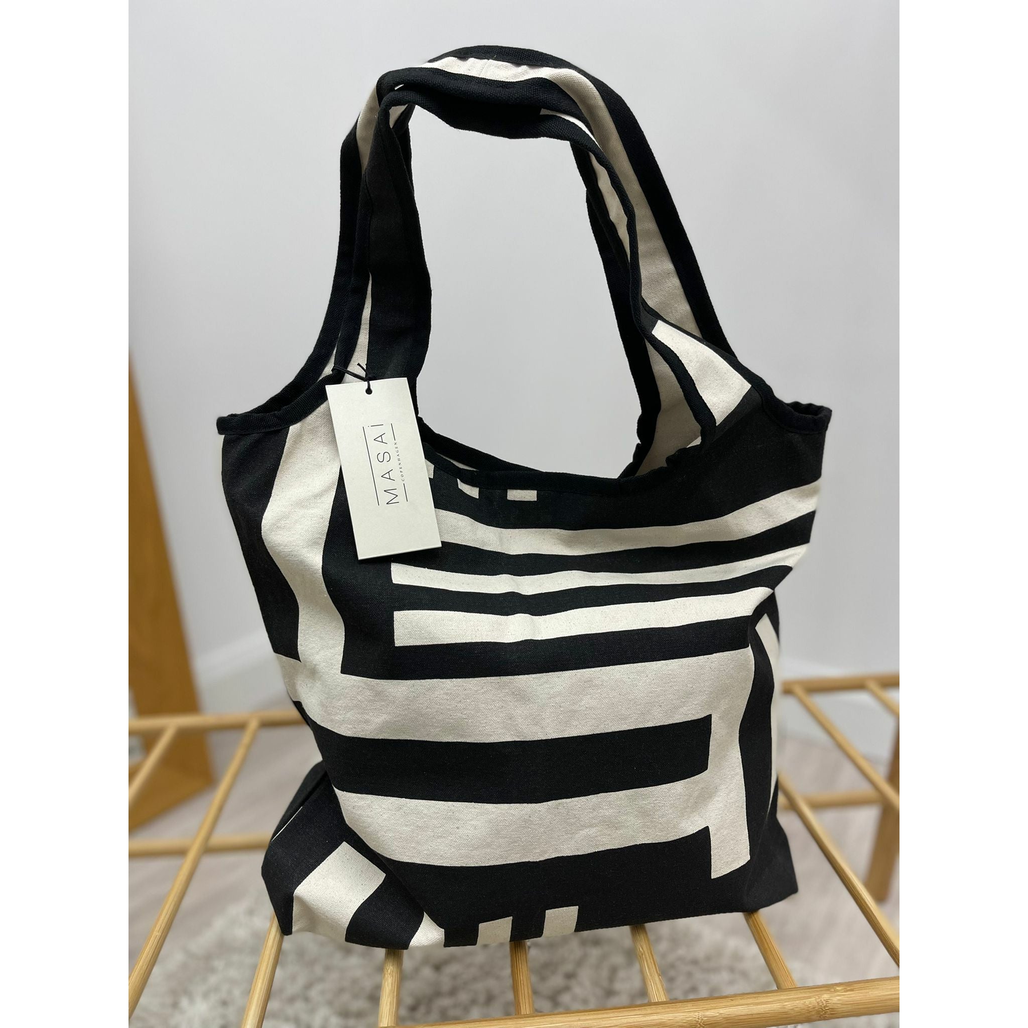 Masai Rikkie Tote Bag in Black & Cream - Wardrobe Plus