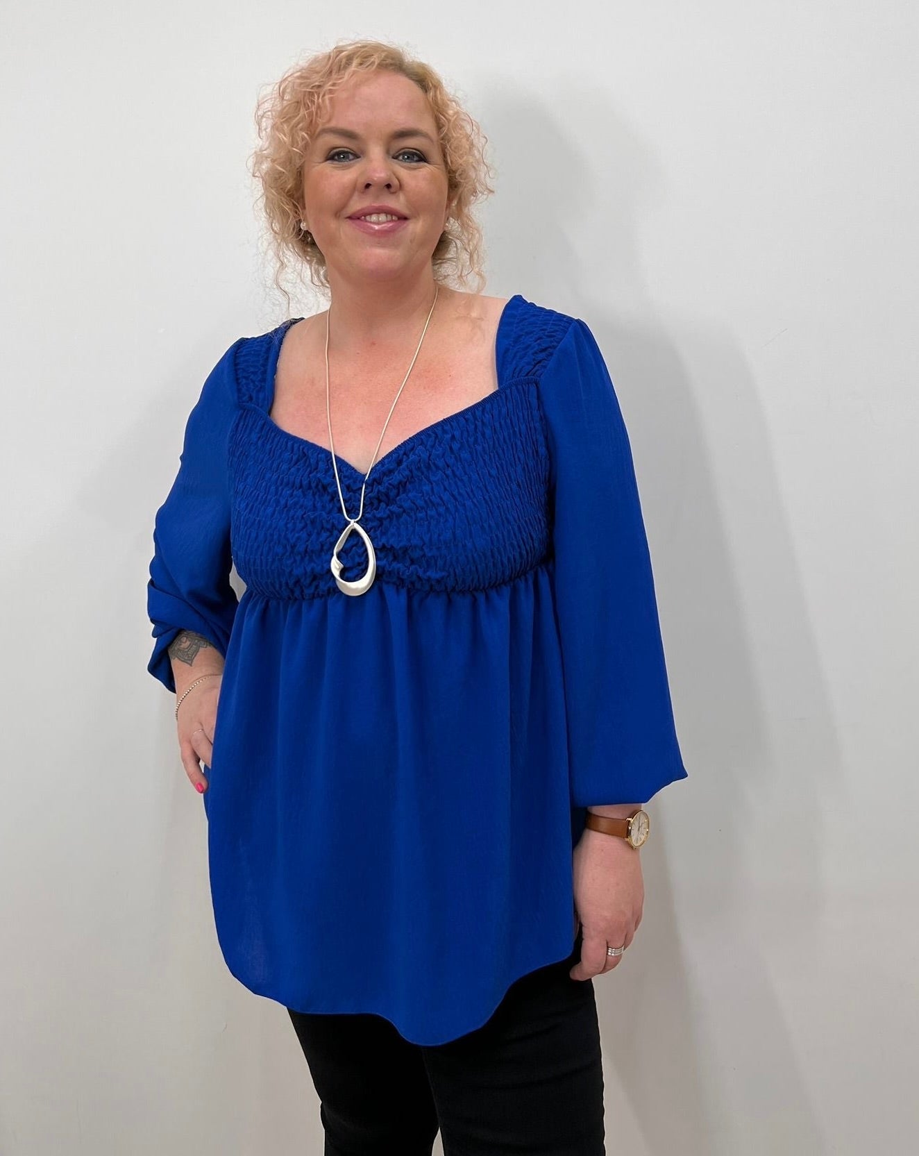 Willow One-Size Blouse in Royal Blue - Wardrobe Plus