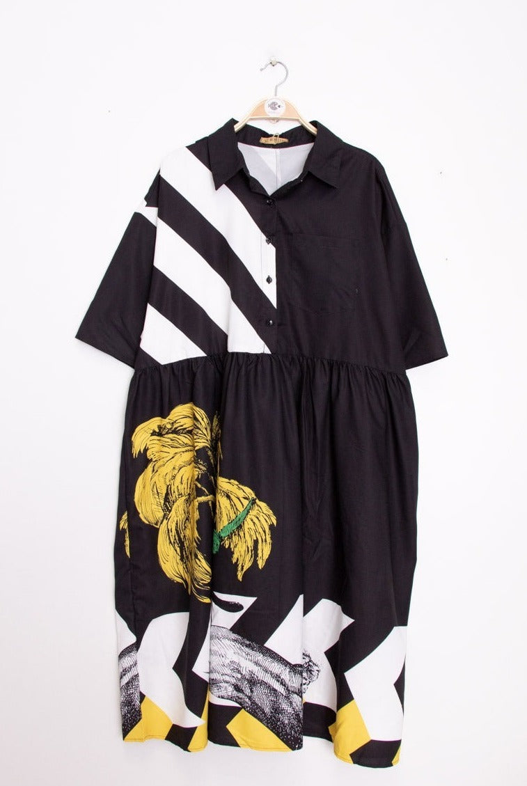 Bubblee Nala Print Dress in BlackNala Printed Dress in Black