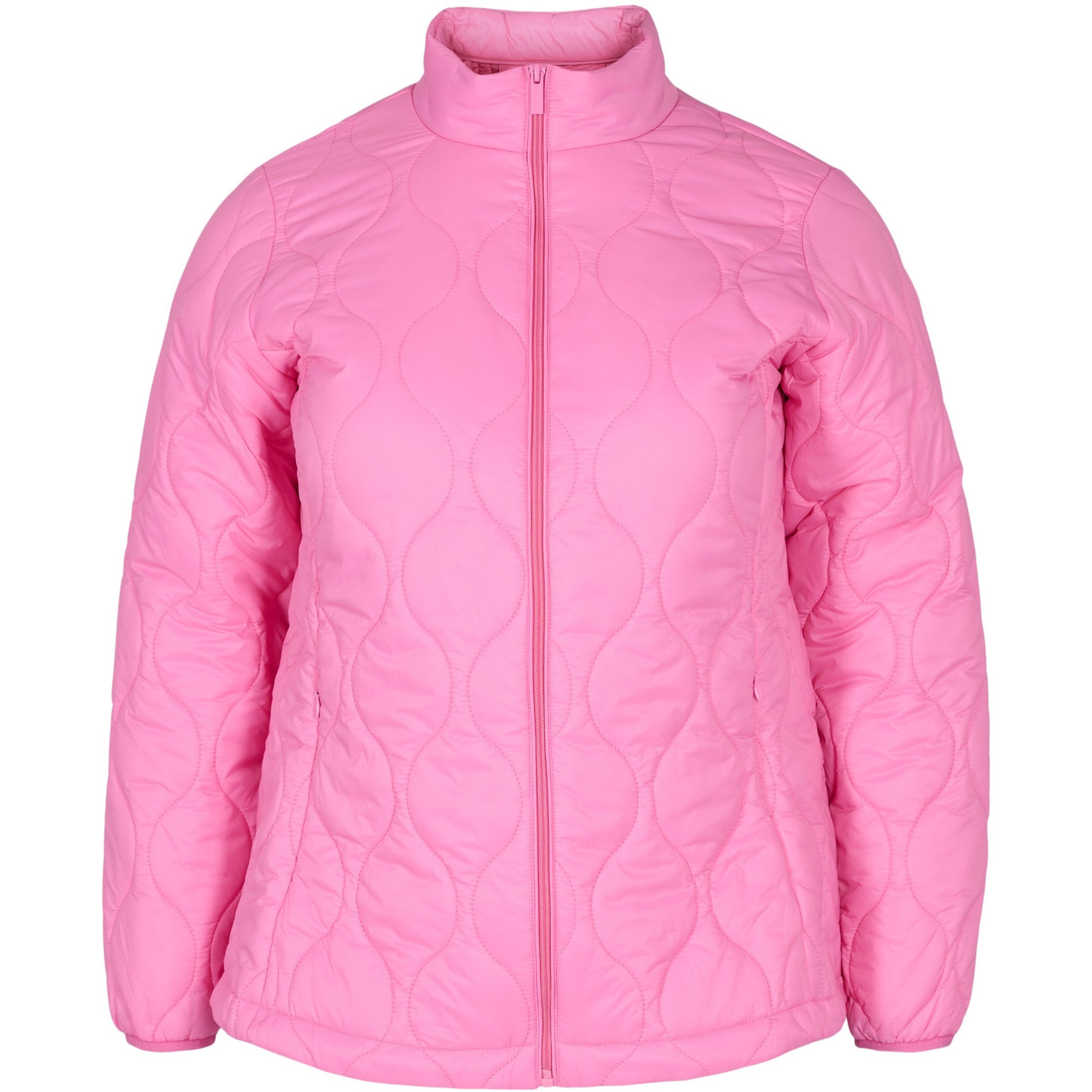 Zizzi Quilted Lightweight Jacket in Pink - Wardrobe Plus