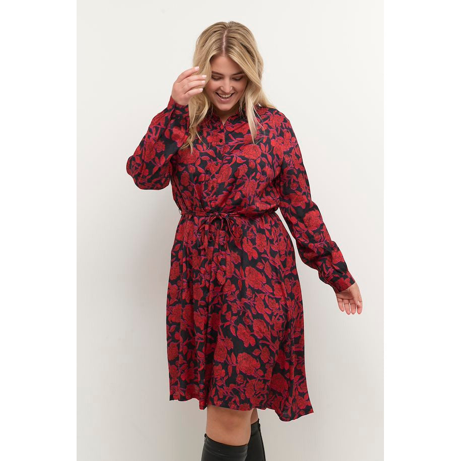 Kaffe Fina Floral Printed Shirt Dress - Wardrobe Plus