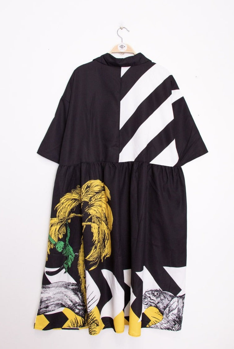 Bubblee Nala Print Dress in Black
