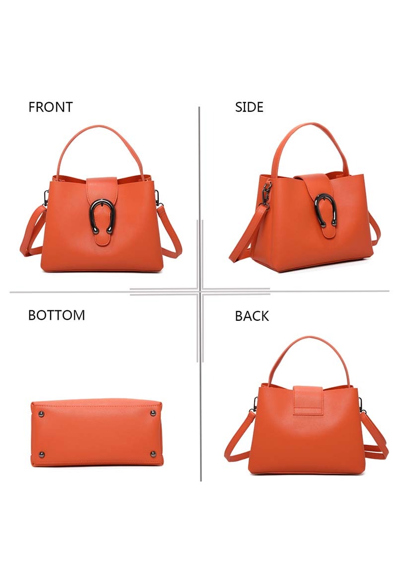 Cleo Orange Horseshoe Handbag