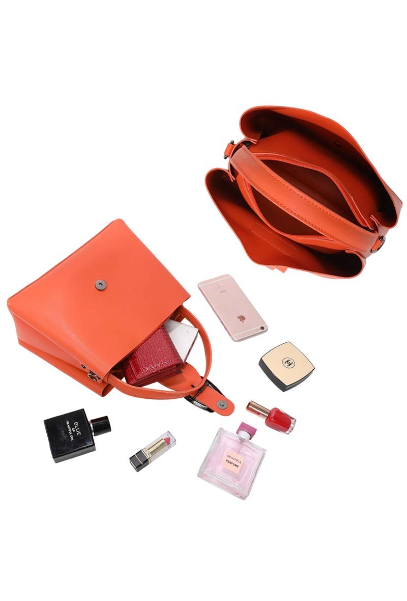 Cleo Orange Horseshoe Handbag