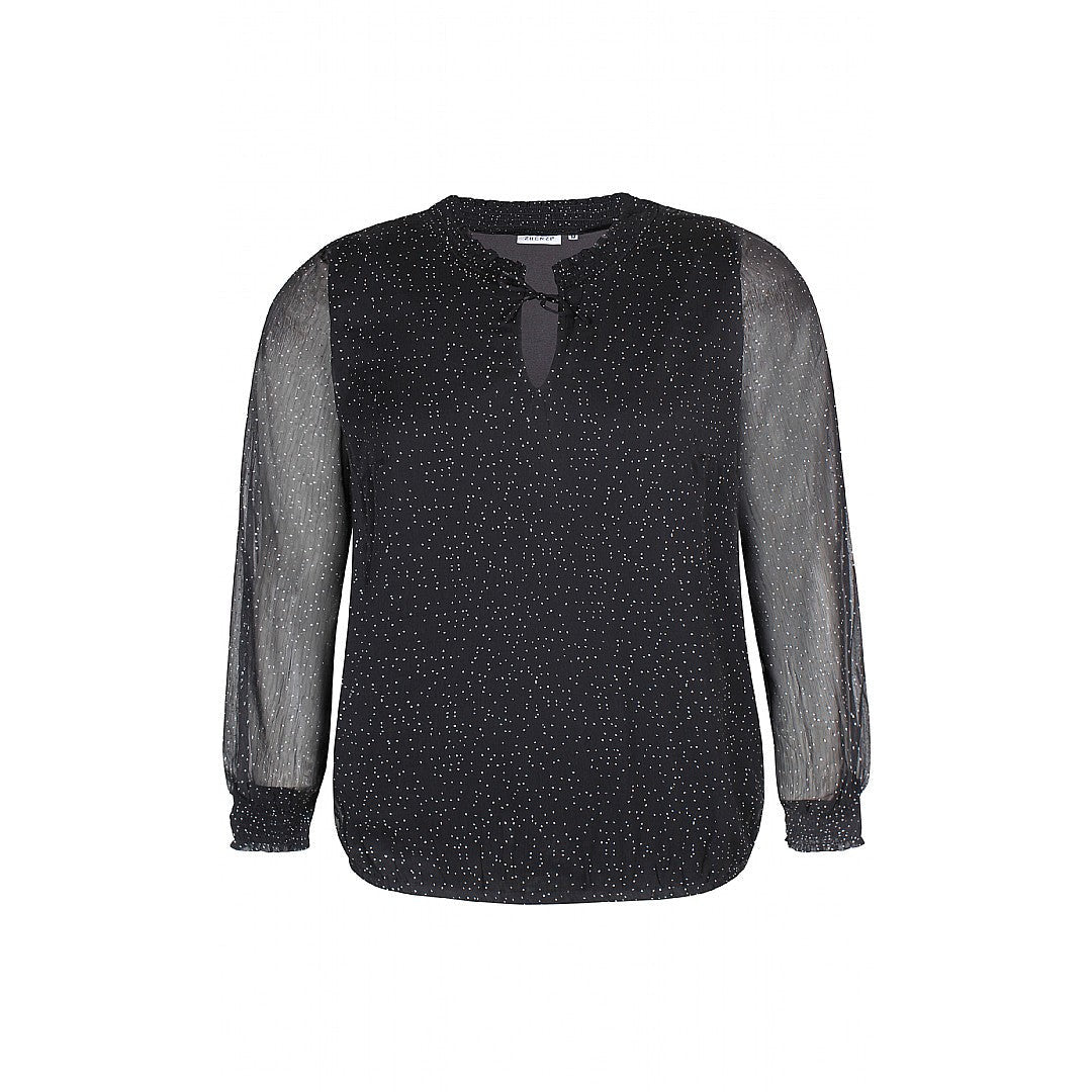 Zhenzi Megane Glitter Blouse in Black - Wardrobe Plus