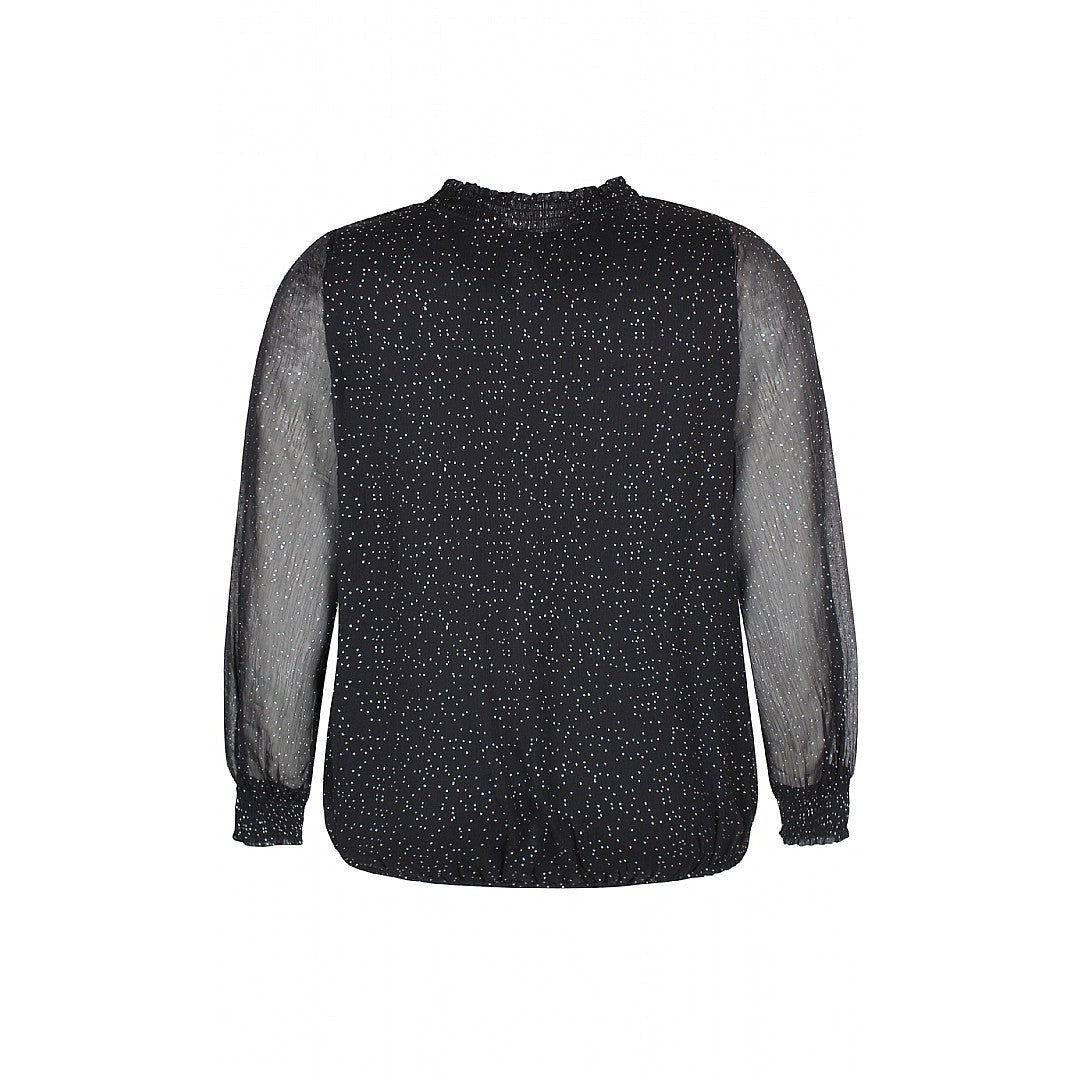 Zhenzi Megane Glitter Blouse in Black - Wardrobe Plus