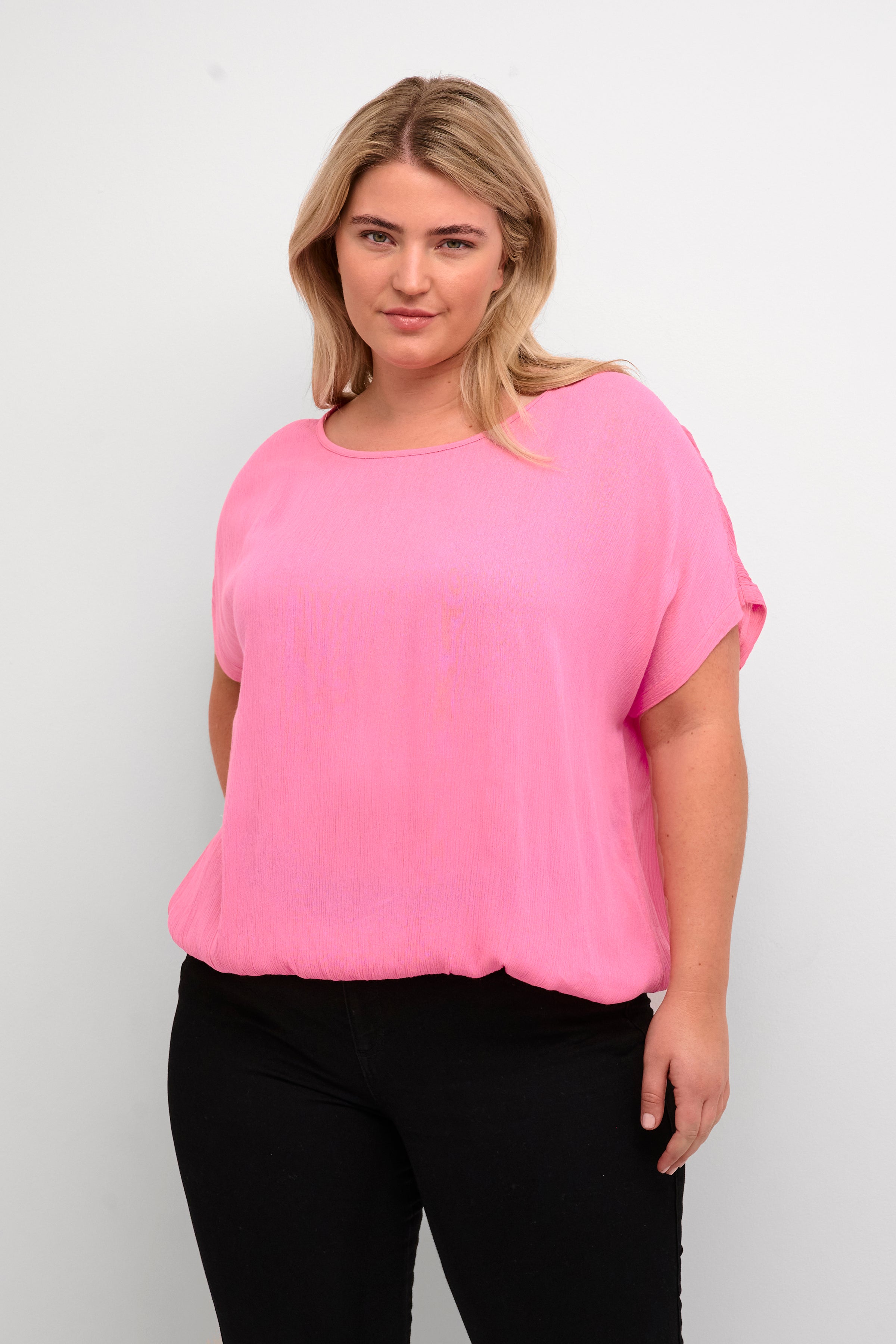 Kaffe Stanley Short Sleeve Blouse in Pink