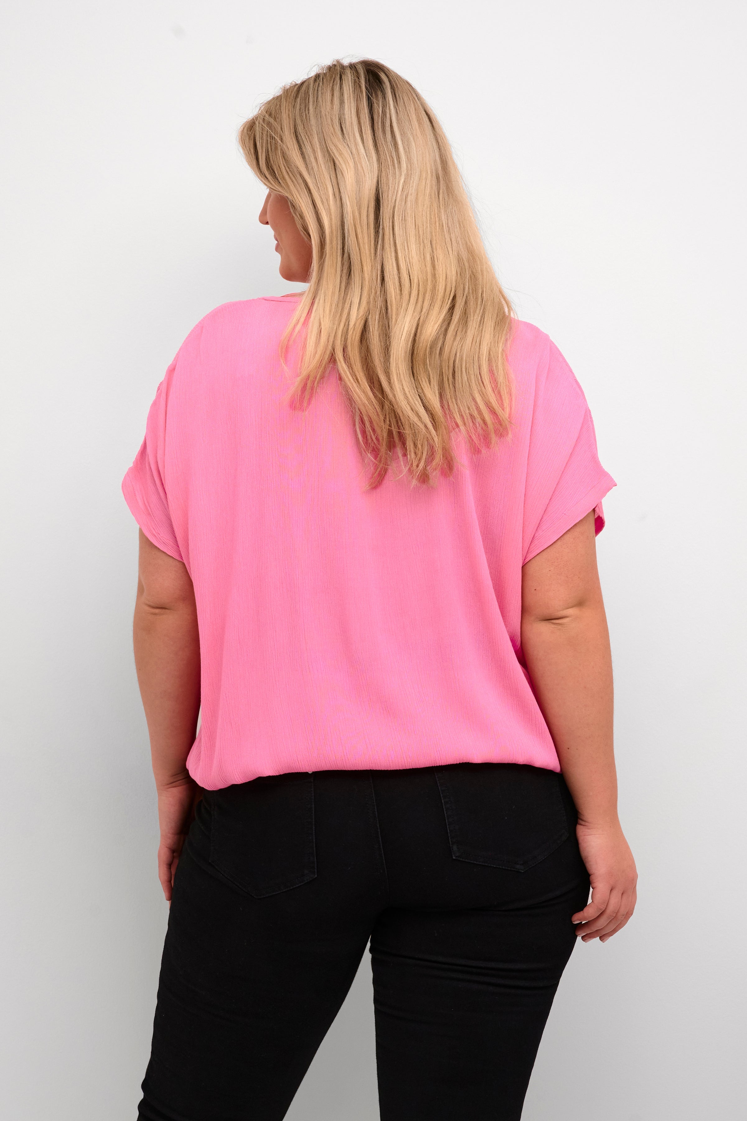 Kaffe Stanley Short Sleeve Blouse in Pink